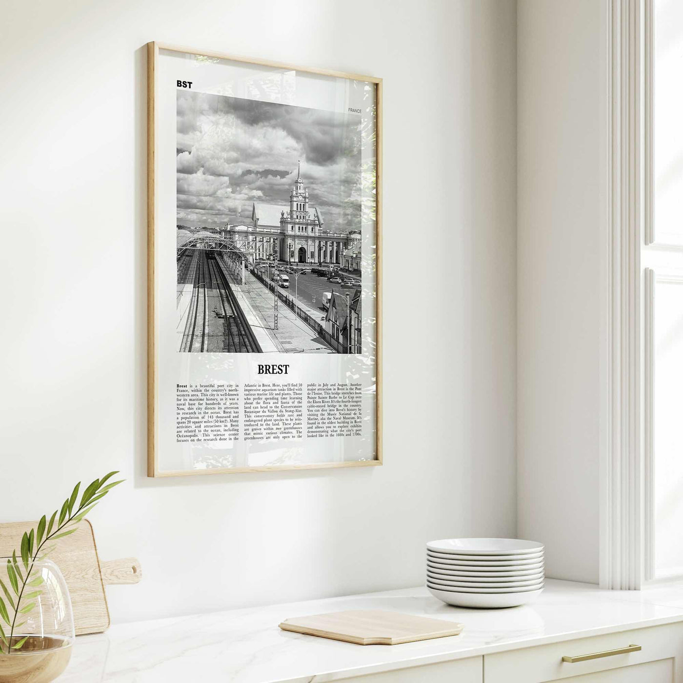 Brest Print Black and White, Brest Wall Art, Brest Poster, Brest Photo, Brest Wall Décor, Brest Map, France