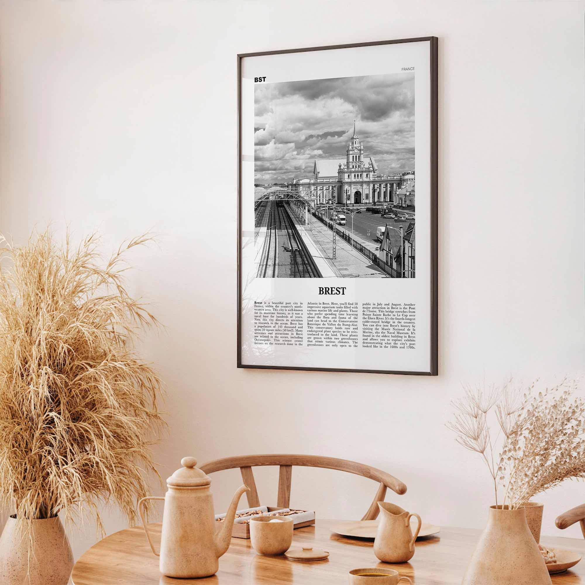Brest Print Black and White, Brest Wall Art, Brest Poster, Brest Photo, Brest Wall Décor, Brest Map, France