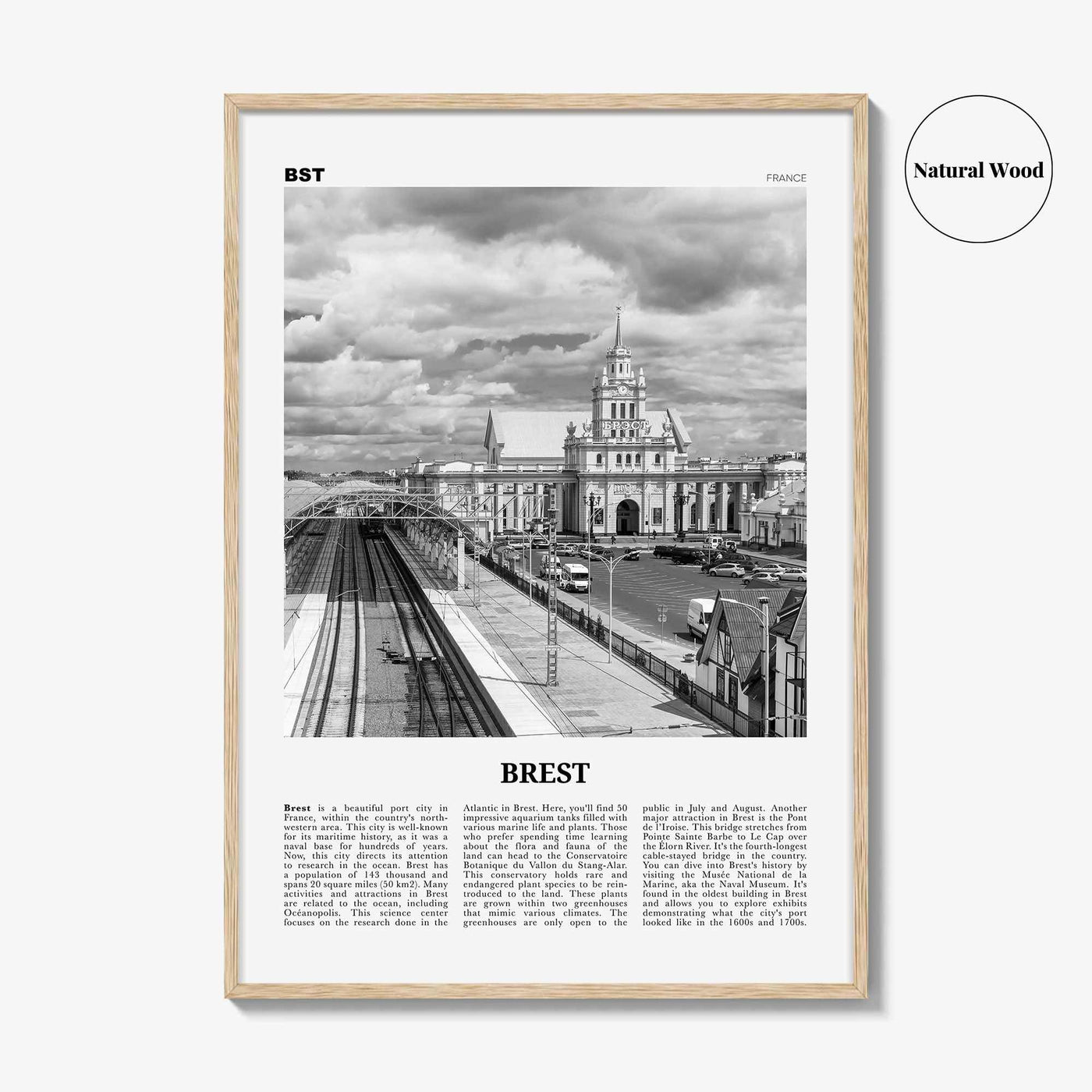 Brest Print Black and White, Brest Wall Art, Brest Poster, Brest Photo, Brest Wall Décor, Brest Map, France