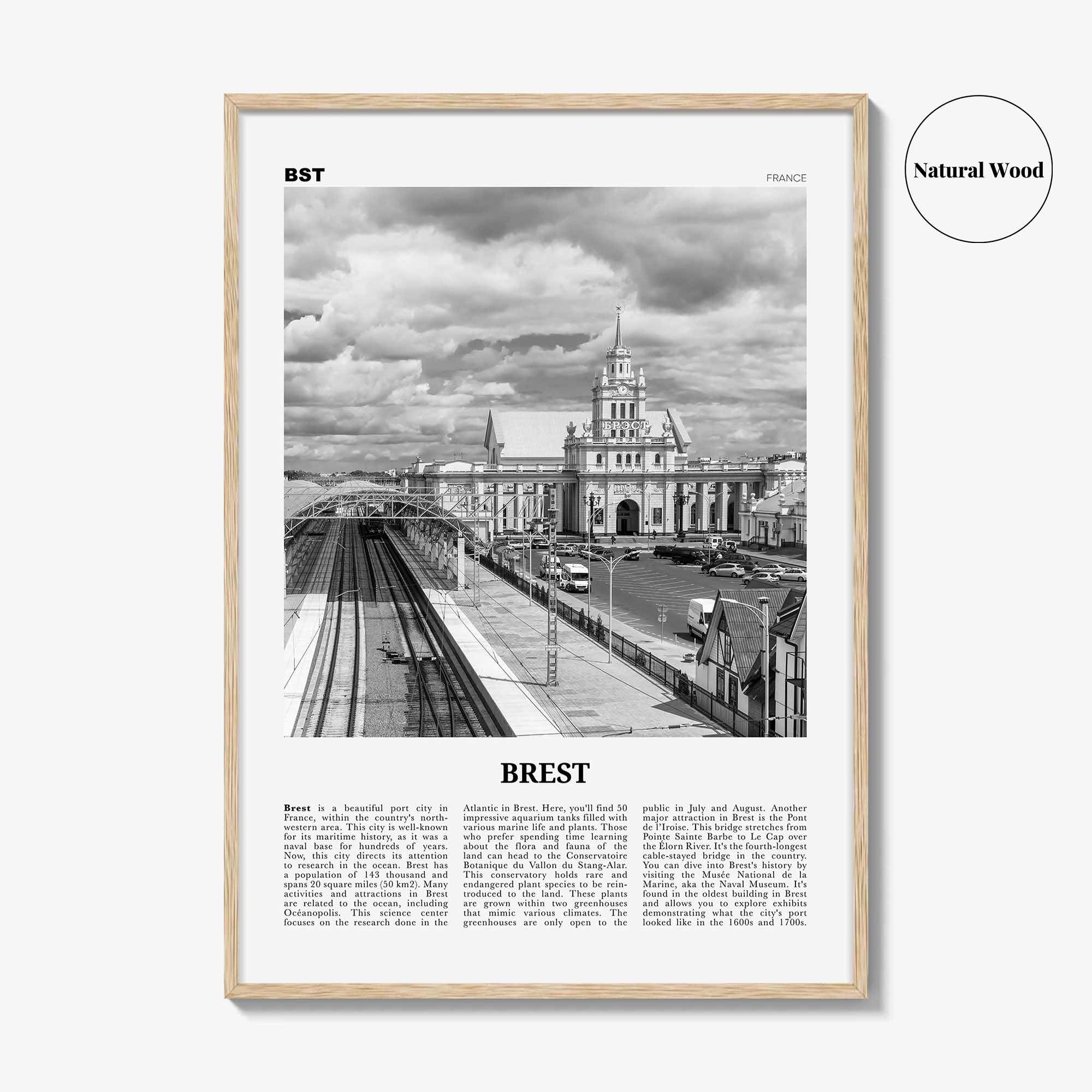 Brest Print Black and White, Brest Wall Art, Brest Poster, Brest Photo, Brest Wall Décor, Brest Map, France