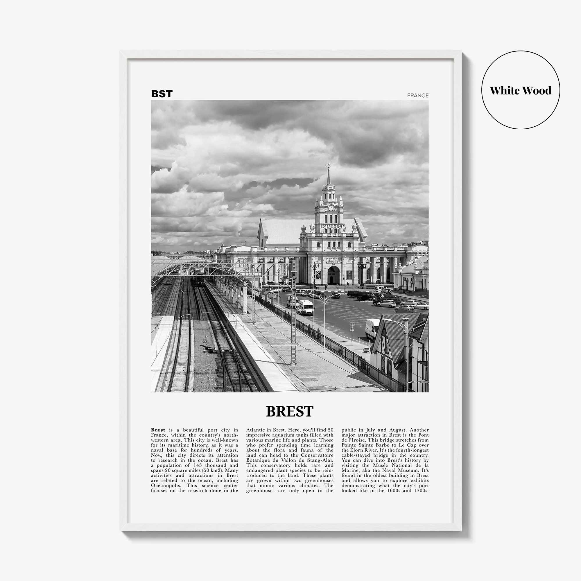 Brest Print Black and White, Brest Wall Art, Brest Poster, Brest Photo, Brest Wall Décor, Brest Map, France