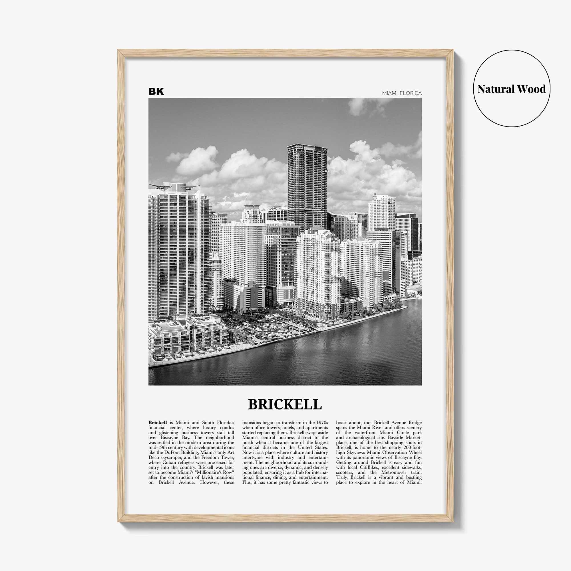 Brickell Print Black and White, Brickell Wall Art, Brickell Poster, Brickell Photo, Brickell Wall Décor, Brickell Map, Miami, Florida