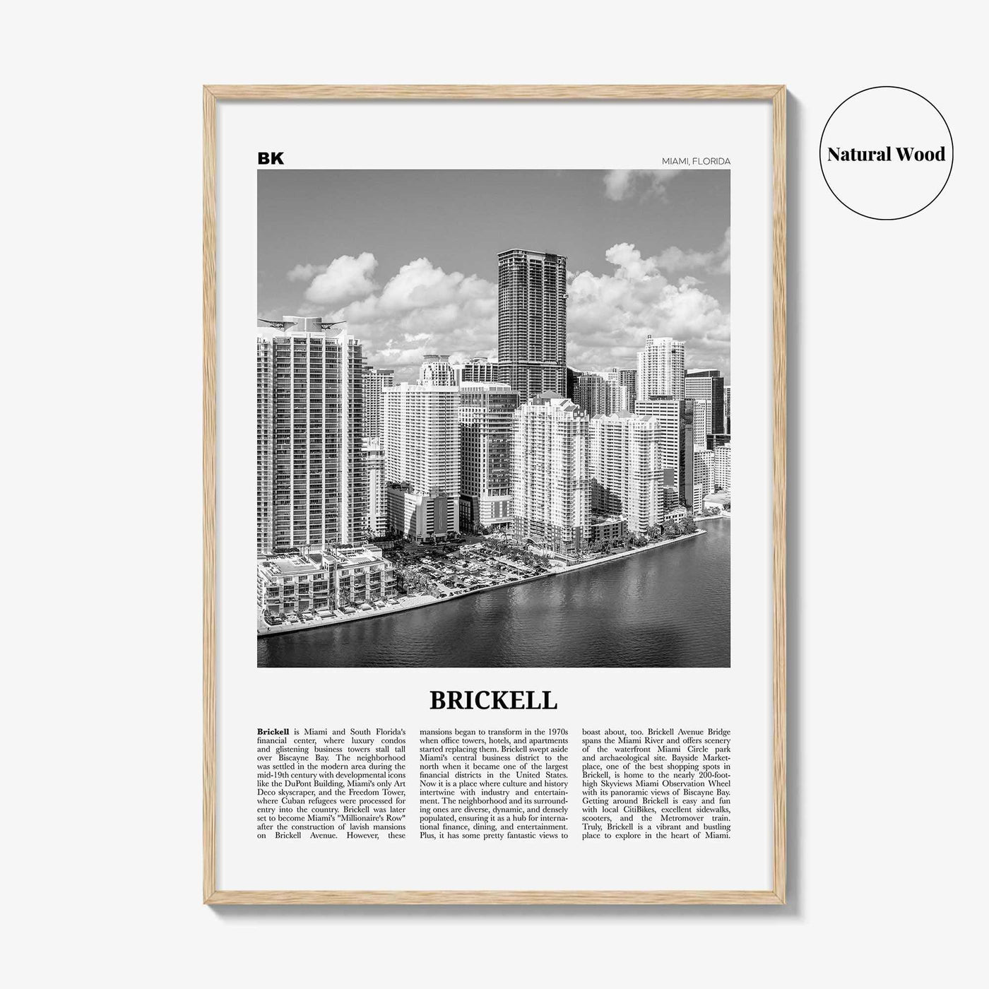 Brickell Print Black and White, Brickell Wall Art, Brickell Poster, Brickell Photo, Brickell Wall Décor, Brickell Map, Miami, Florida