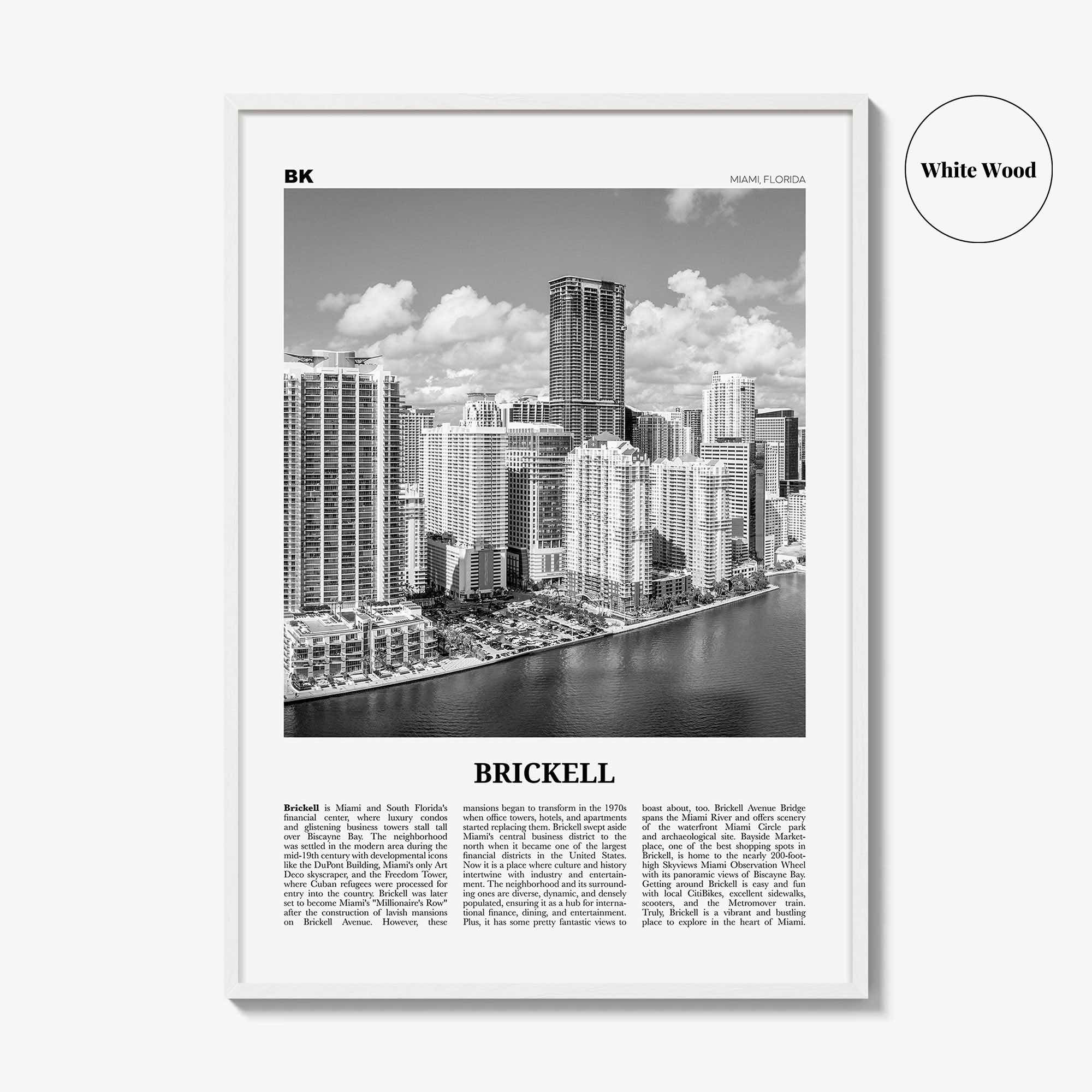 Brickell Print Black and White, Brickell Wall Art, Brickell Poster, Brickell Photo, Brickell Wall Décor, Brickell Map, Miami, Florida