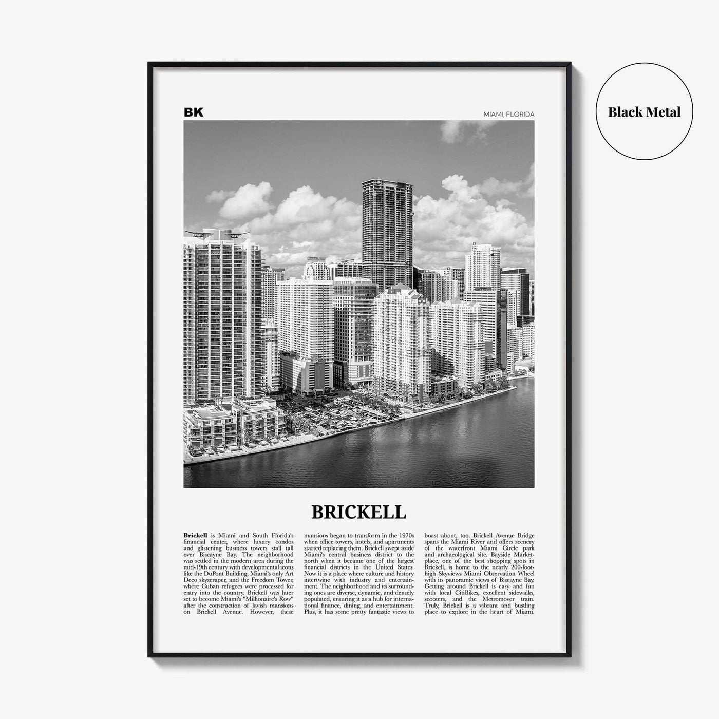 Brickell Print Black and White, Brickell Wall Art, Brickell Poster, Brickell Photo, Brickell Wall Décor, Brickell Map, Miami, Florida