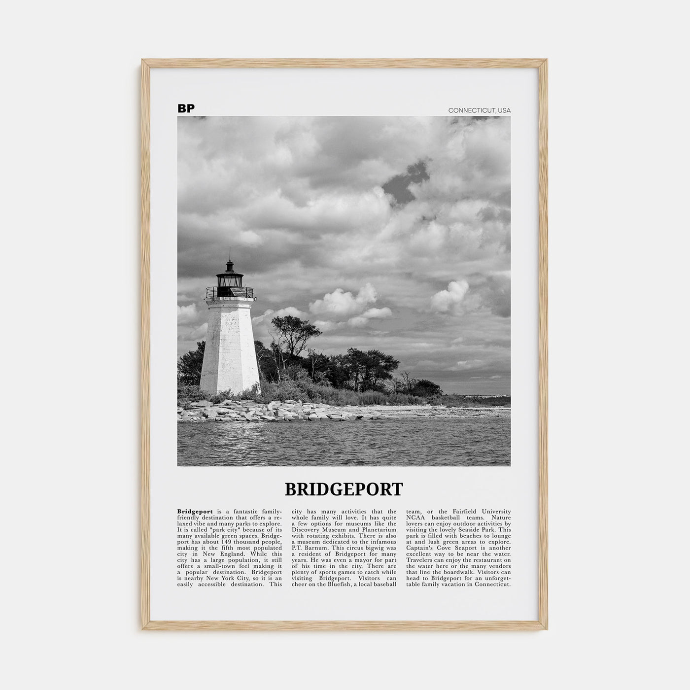 Bridgeport Travel B&W Poster