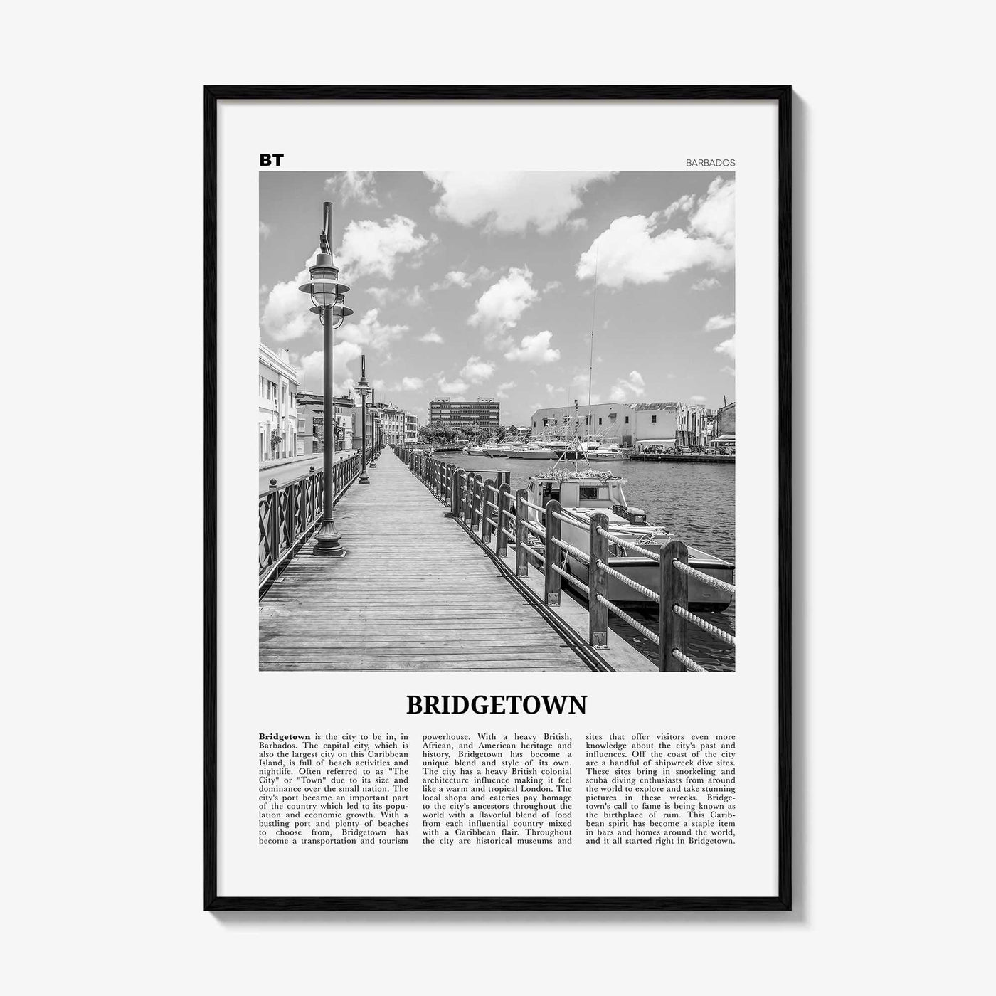 Bridgetown Print Black and White, Bridgetown Wall Art, Bridgetown Poster, Bridgetown Photo, Bridgetown Wall Décor, Bridgetown Map, Barbados