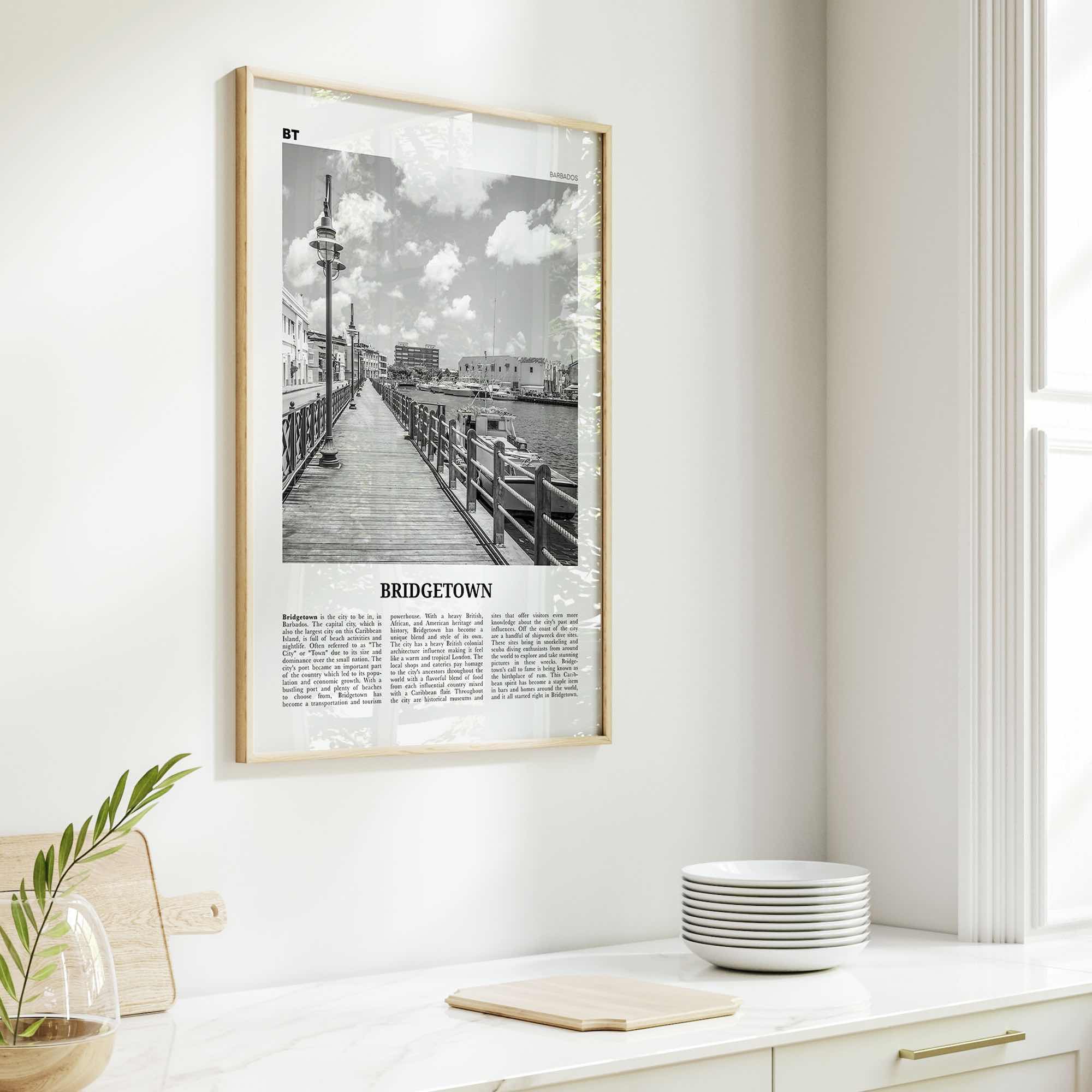 Bridgetown Print Black and White, Bridgetown Wall Art, Bridgetown Poster, Bridgetown Photo, Bridgetown Wall Décor, Bridgetown Map, Barbados