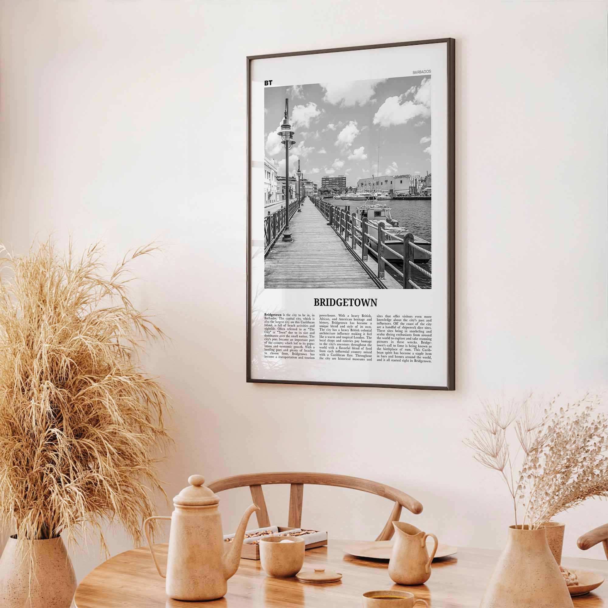 Bridgetown Print Black and White, Bridgetown Wall Art, Bridgetown Poster, Bridgetown Photo, Bridgetown Wall Décor, Bridgetown Map, Barbados