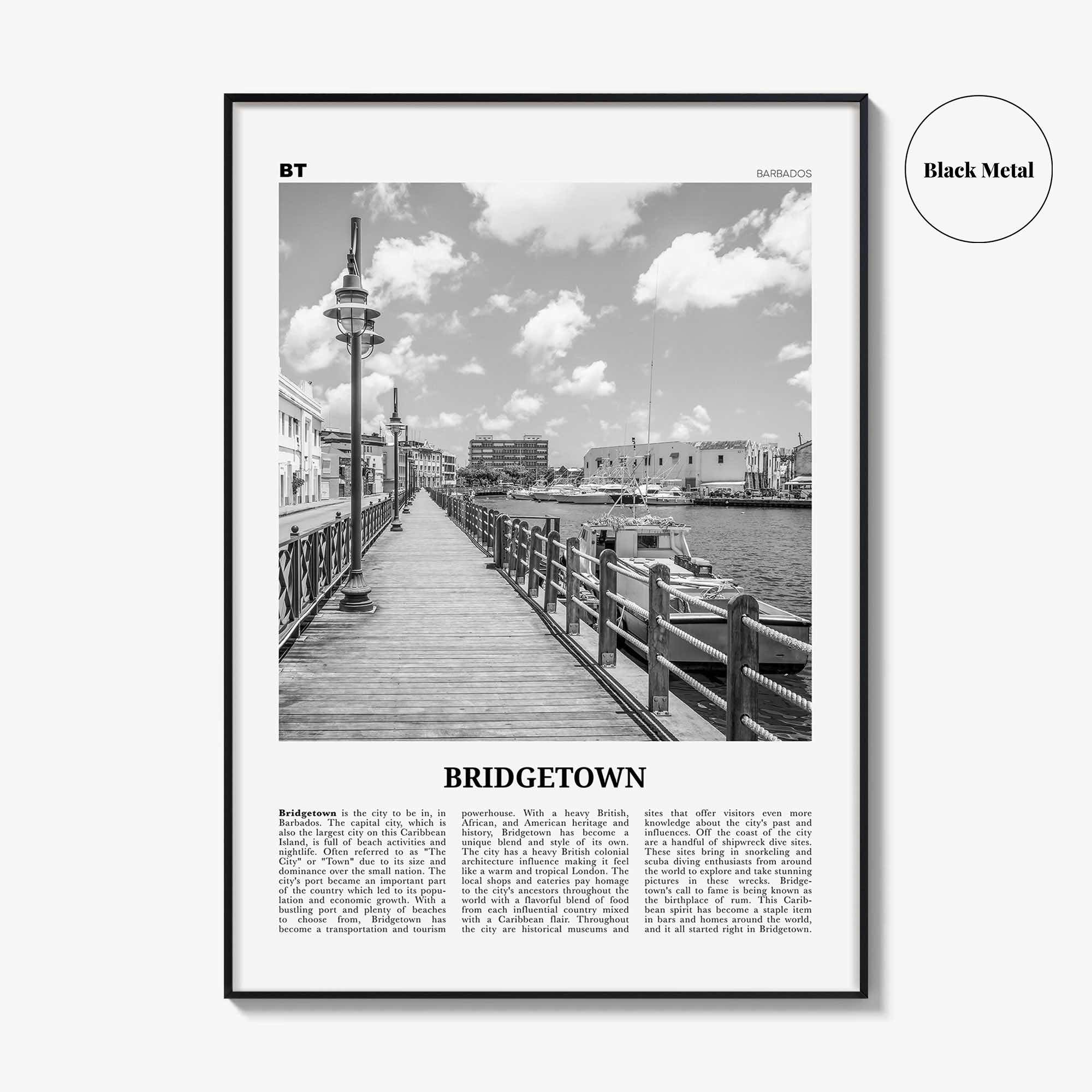 Bridgetown Print Black and White, Bridgetown Wall Art, Bridgetown Poster, Bridgetown Photo, Bridgetown Wall Décor, Bridgetown Map, Barbados