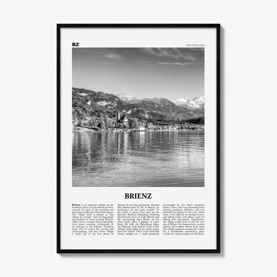 Brienz Print Black and White, Brienz Wall Art, Brienz Poster, Brienz Photo, Brienz Wall Décor, Brienz Map, Switzerland