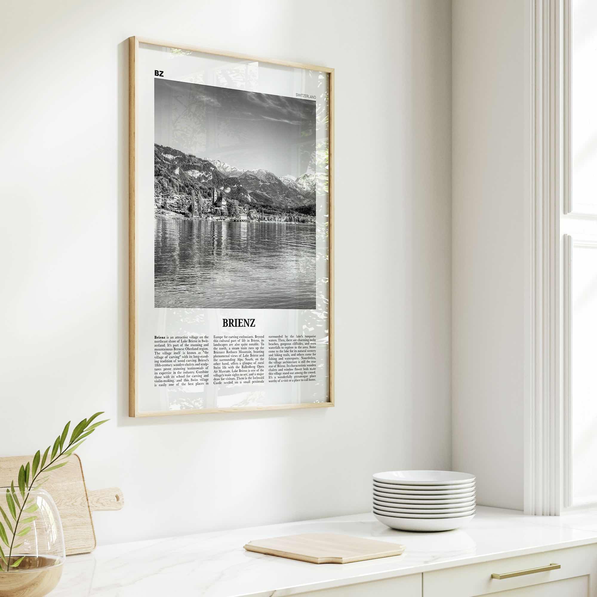 Brienz Print Black and White, Brienz Wall Art, Brienz Poster, Brienz Photo, Brienz Wall Décor, Brienz Map, Switzerland