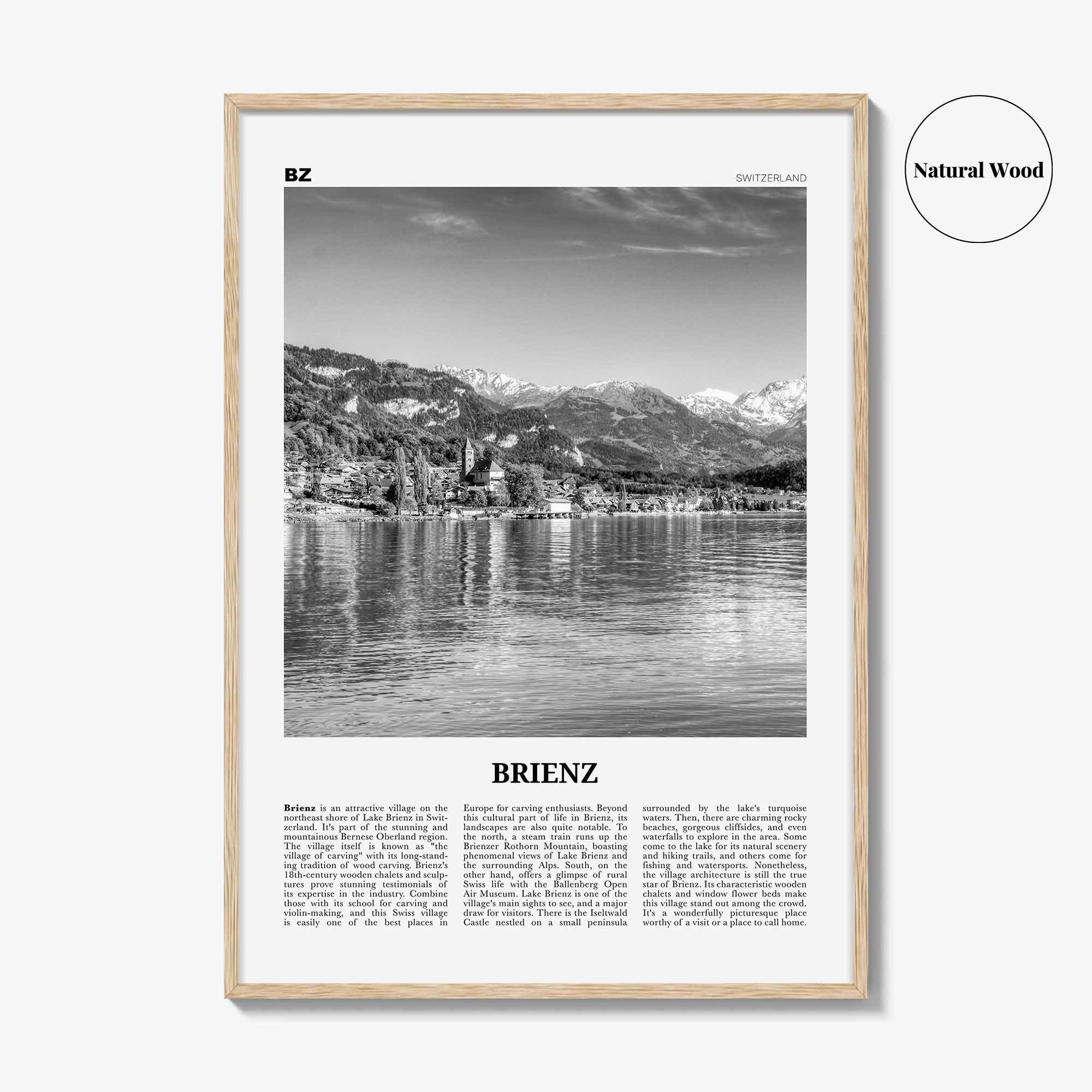 Brienz Print Black and White, Brienz Wall Art, Brienz Poster, Brienz Photo, Brienz Wall Décor, Brienz Map, Switzerland