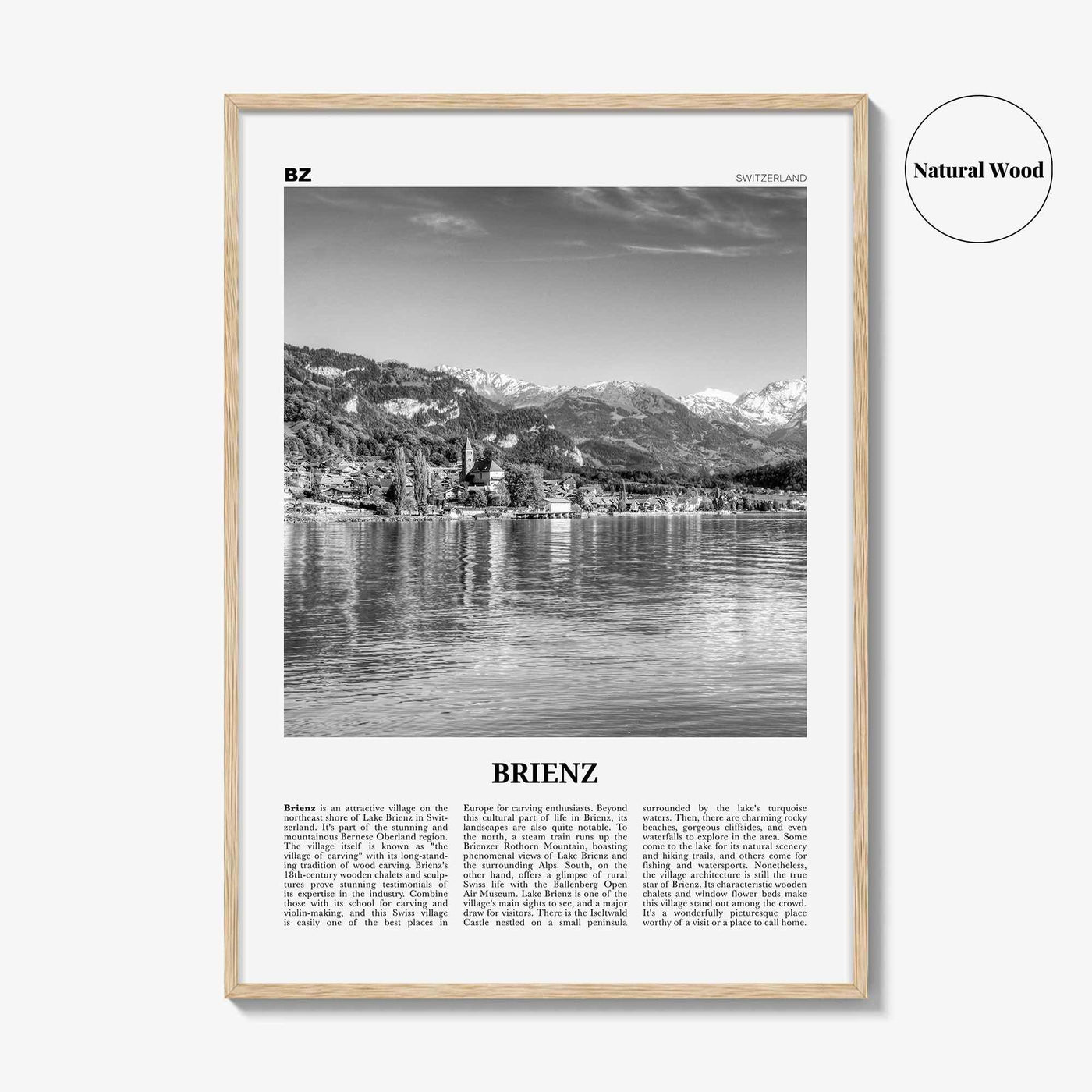 Brienz Print Black and White, Brienz Wall Art, Brienz Poster, Brienz Photo, Brienz Wall Décor, Brienz Map, Switzerland
