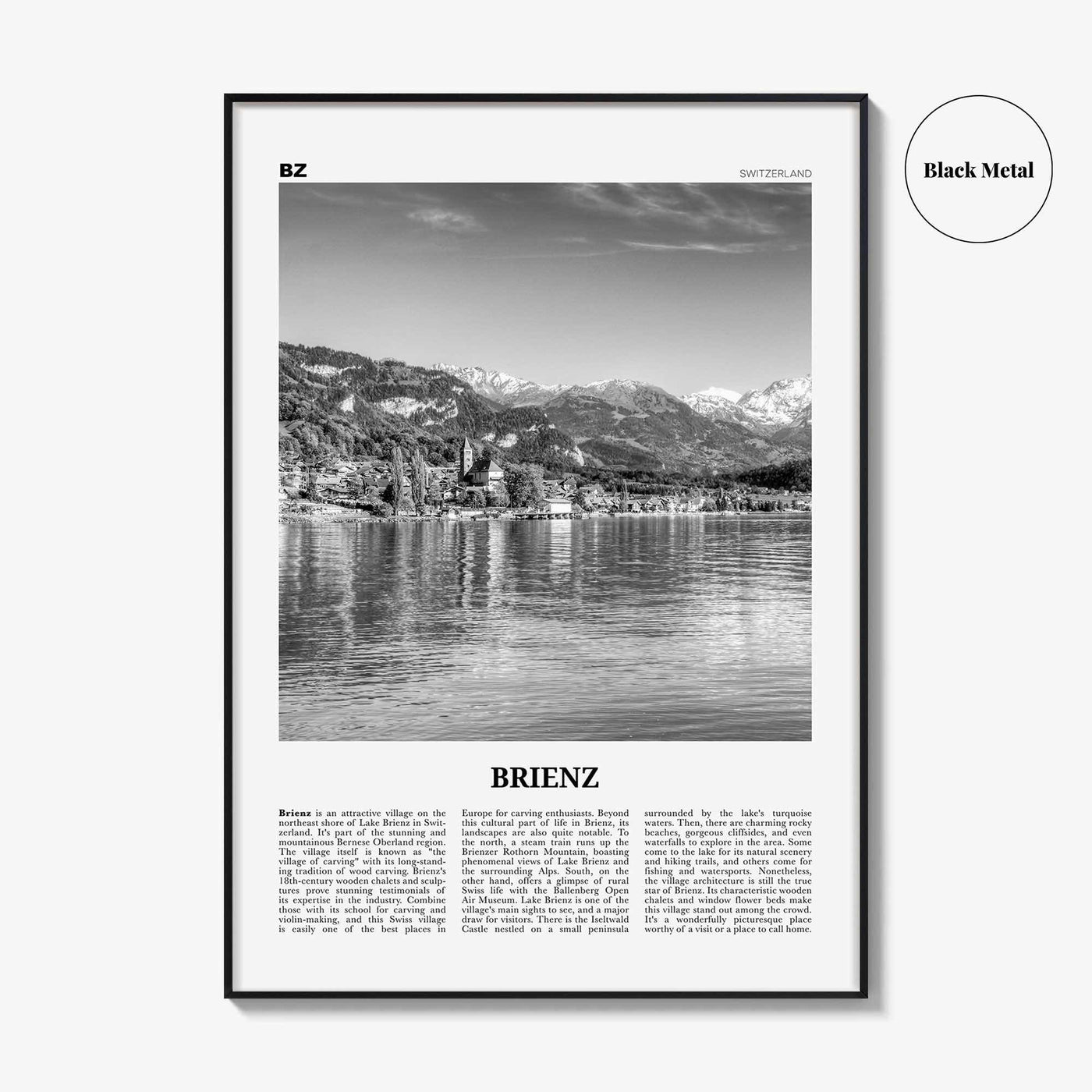 Brienz Print Black and White, Brienz Wall Art, Brienz Poster, Brienz Photo, Brienz Wall Décor, Brienz Map, Switzerland
