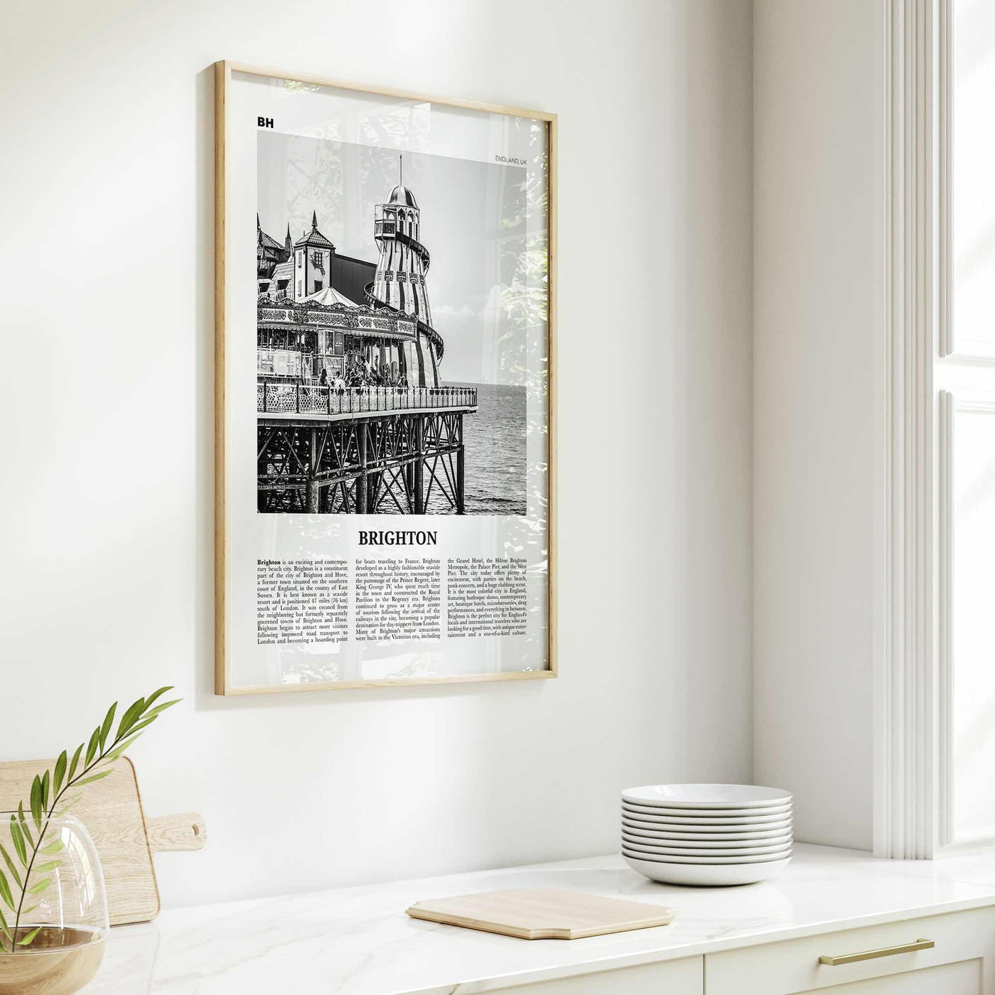 Brighton Print Black and White, Brighton Wall Art, Brighton Poster, Brighton Photo, Hove, England, UK, United Kingdom, Europe