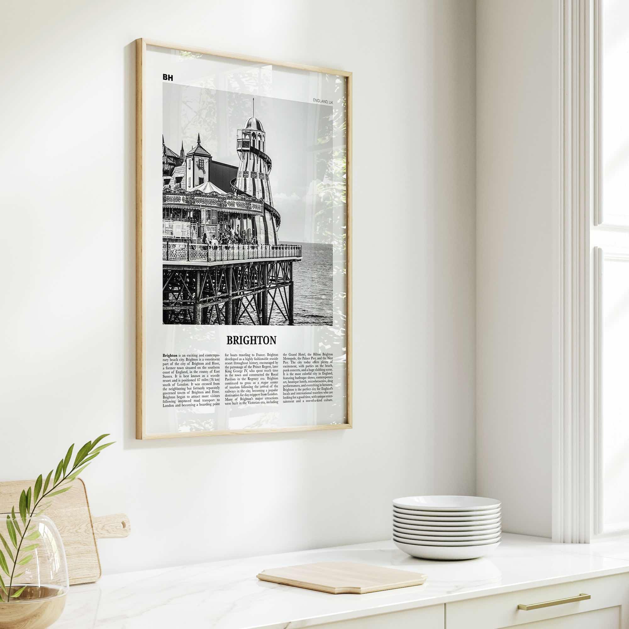 Brighton Print Black and White, Brighton Wall Art, Brighton Poster, Brighton Photo, Hove, England, UK, United Kingdom, Europe