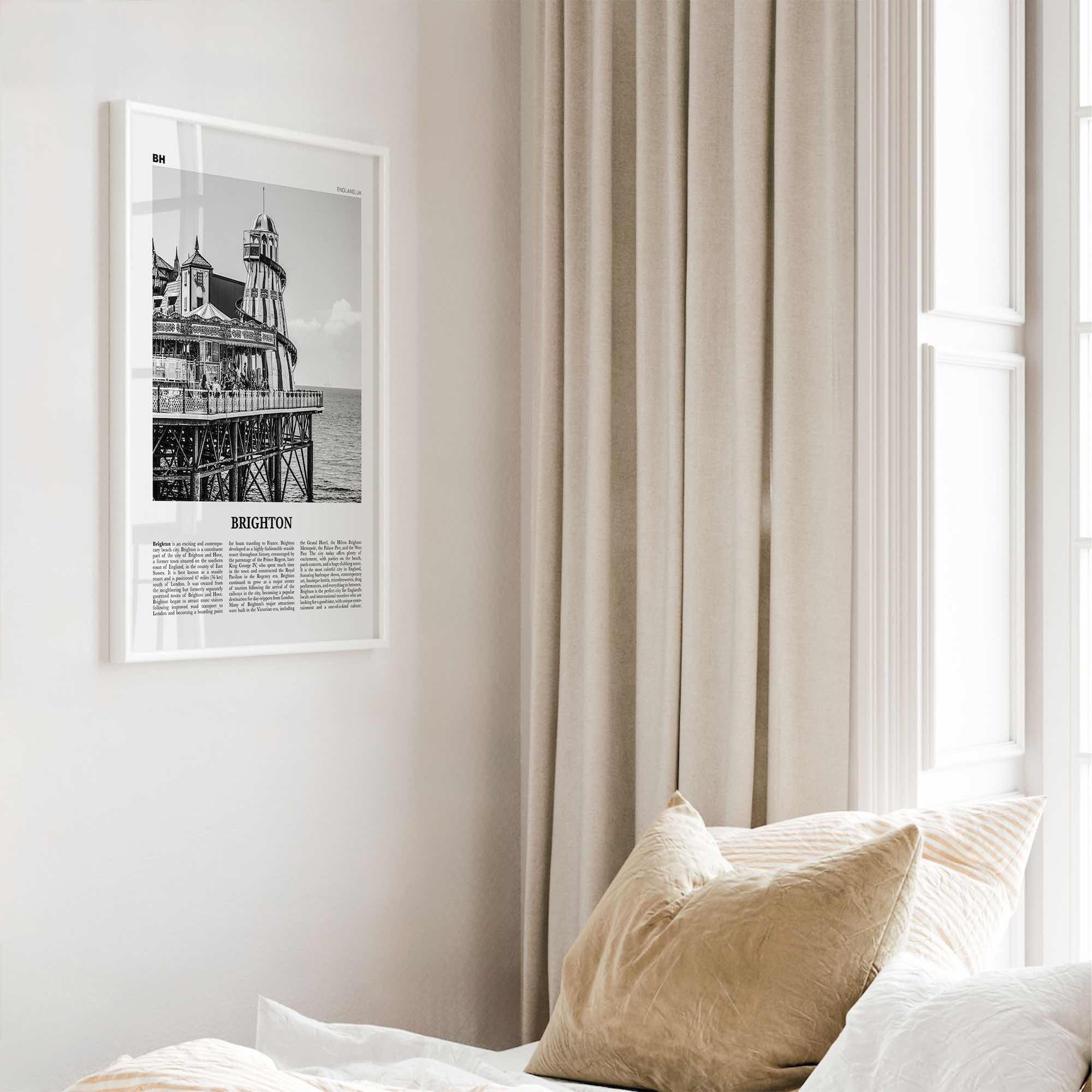 Brighton Print Black and White, Brighton Wall Art, Brighton Poster, Brighton Photo, Hove, England, UK, United Kingdom, Europe