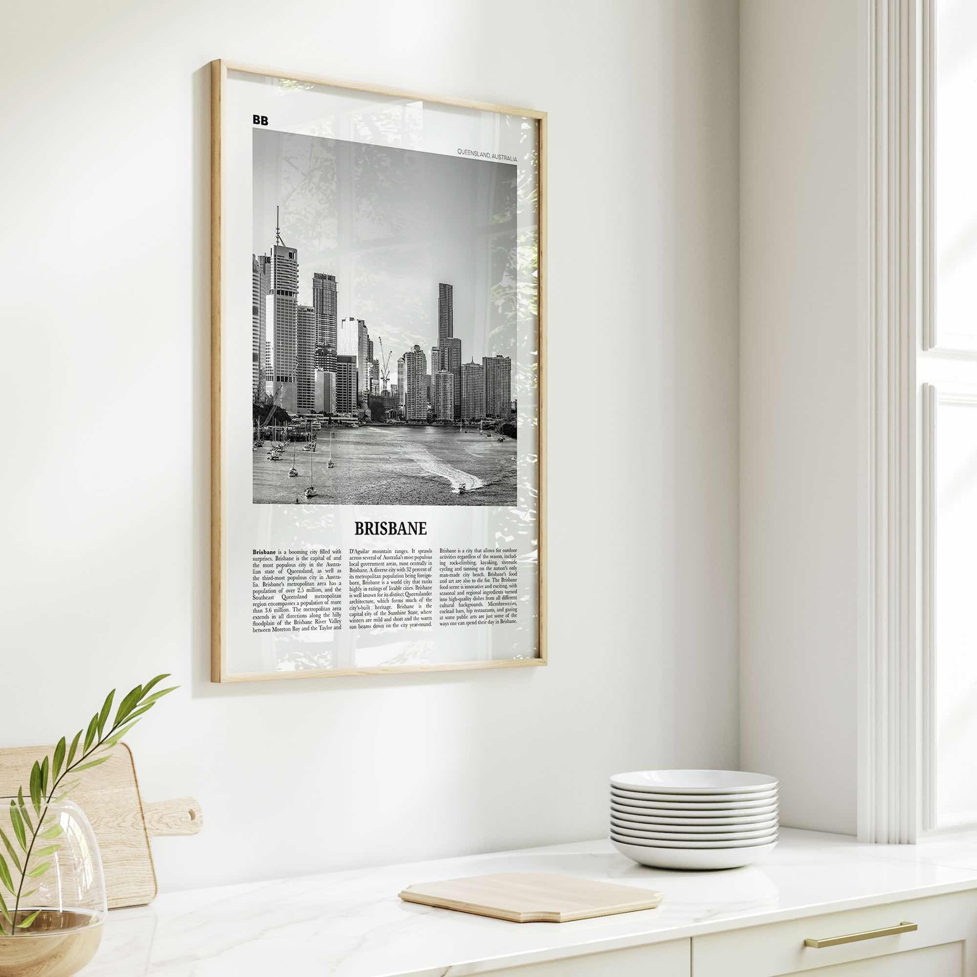 Brisbane Print Black and White No 1, Brisbane Wall Art, Brisbane Poster, Brisbane Photo, Brisbane Wall Decor, Queensland, Australia