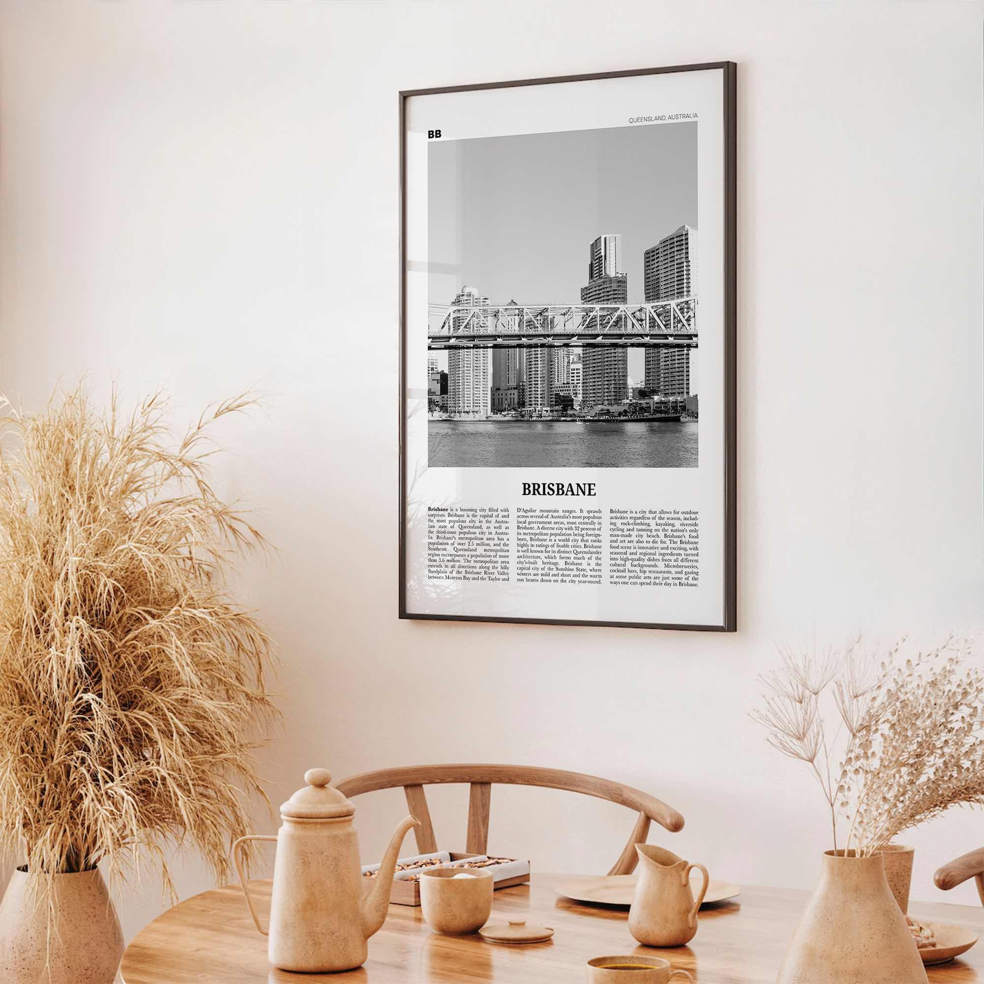 Brisbane Print Black and White No 2, Brisbane Wall Art, Brisbane Poster, Brisbane Photo, Brisbane Wall Decor, Queensland, Australia