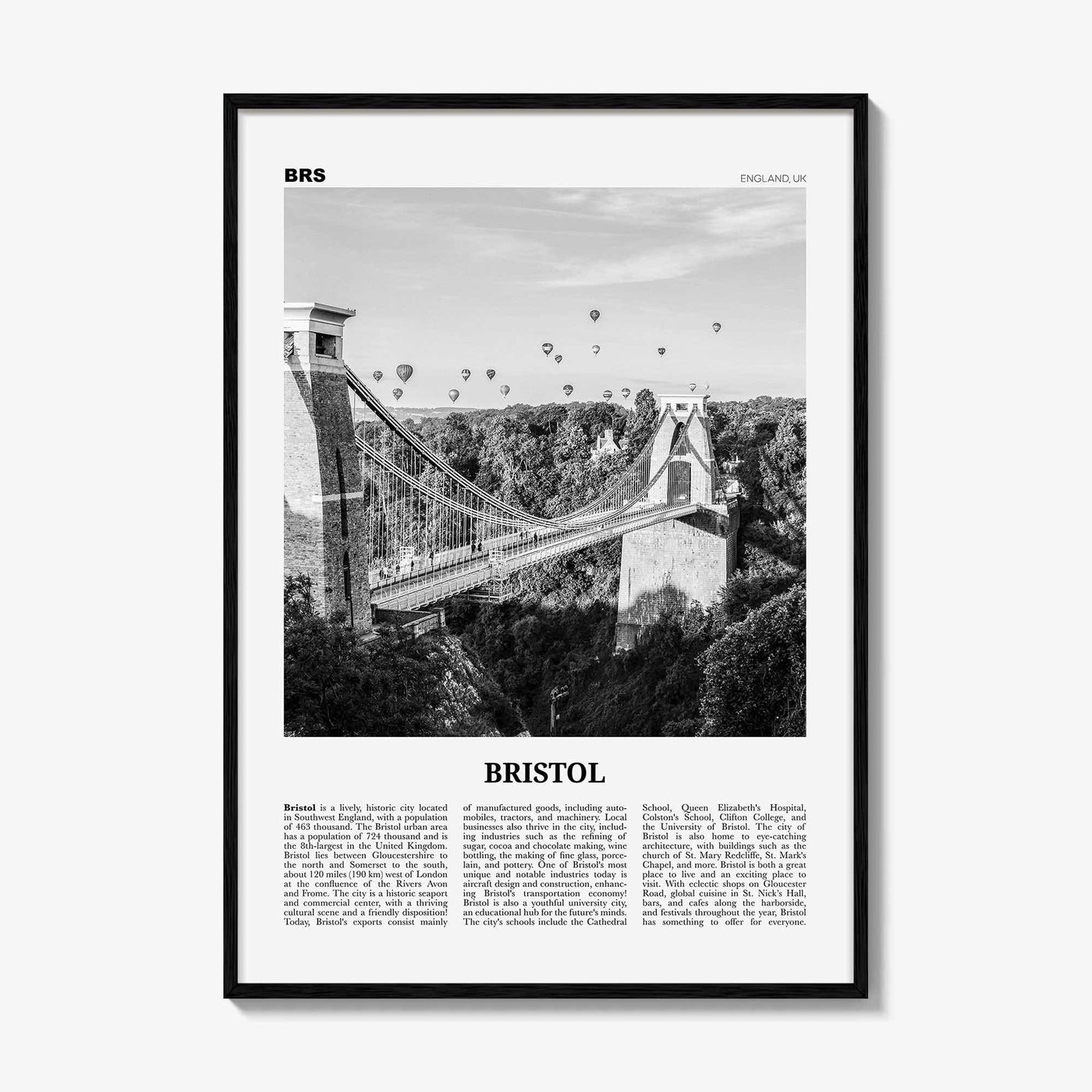 Bristol Print Black and White No 1, Bristol Wall Art, Bristol Poster, Bristol Photo, Bristol Wall Decor, England, UK, United Kingdom