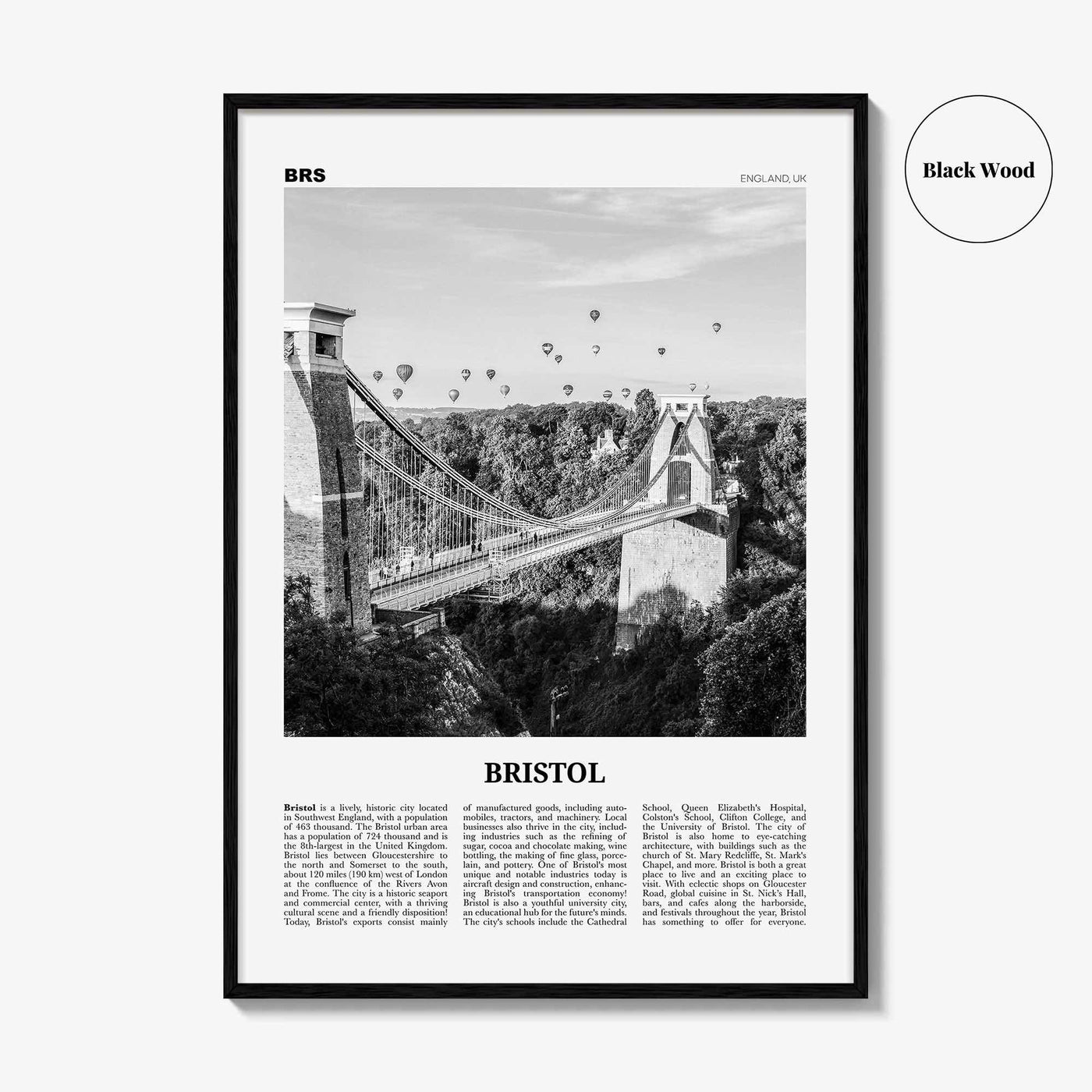 Bristol Print Black and White No 1, Bristol Wall Art, Bristol Poster, Bristol Photo, Bristol Wall Decor, England, UK, United Kingdom