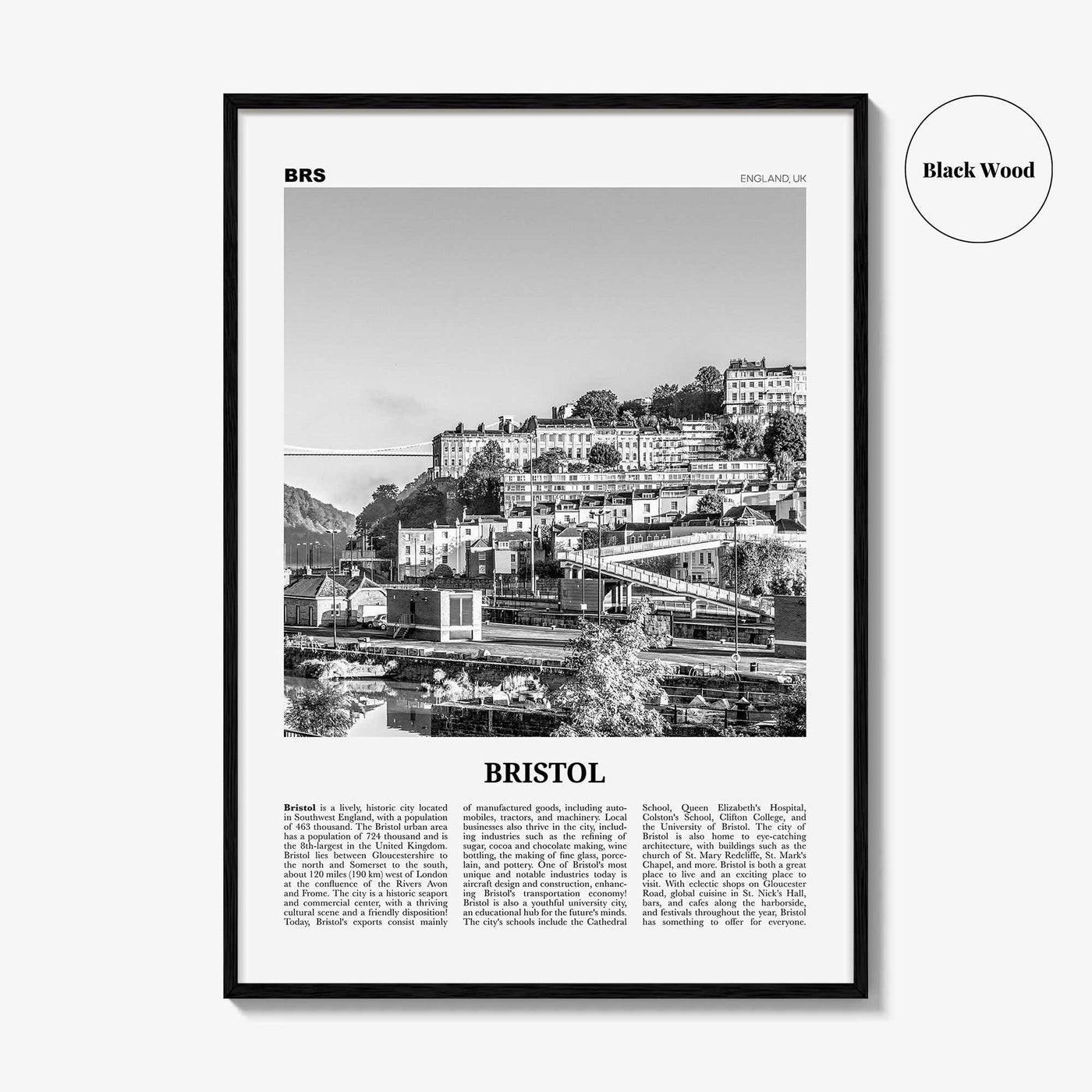 Bristol Print Black and White No 2, Bristol Wall Art, Bristol Poster, Bristol Photo, Bristol Wall Decor, England, UK, United Kingdom