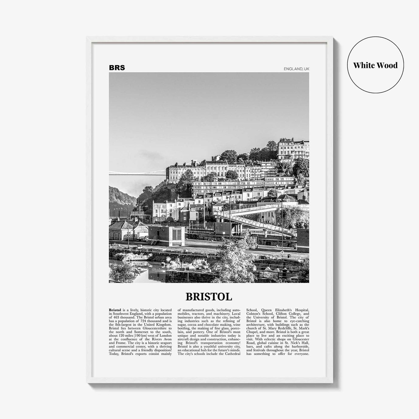 Bristol Print Black and White No 2, Bristol Wall Art, Bristol Poster, Bristol Photo, Bristol Wall Decor, England, UK, United Kingdom