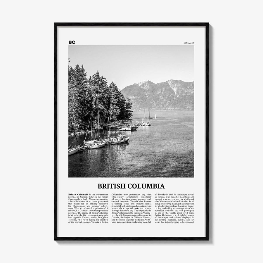 British Columbia Print Black and White, British Columbia Wall Art, British Columbia Poster, British Columbia, Canada, Victoria, Vancouver