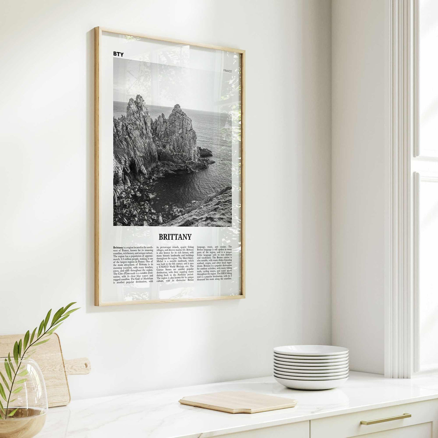 Brittany Print Black and White, Brittany Wall Art, Brittany Poster, Brittany Photo, Brittany Wall Décor, Brittany Map, France