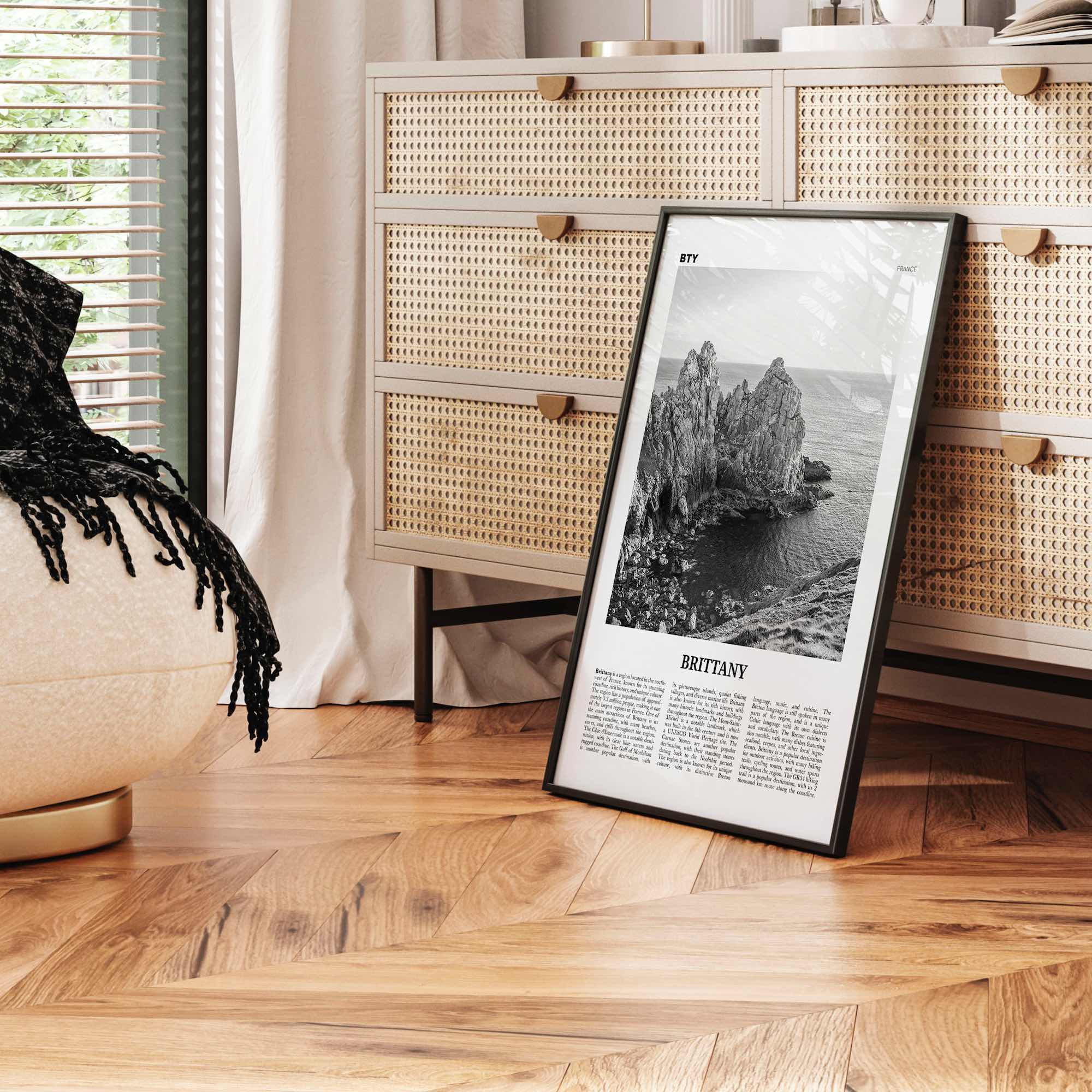 Brittany Print Black and White, Brittany Wall Art, Brittany Poster, Brittany Photo, Brittany Wall Décor, Brittany Map, France