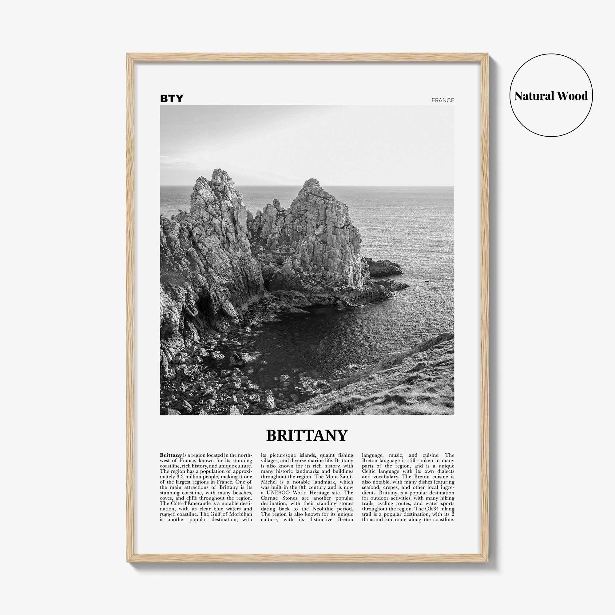 Brittany Print Black and White, Brittany Wall Art, Brittany Poster, Brittany Photo, Brittany Wall Décor, Brittany Map, France