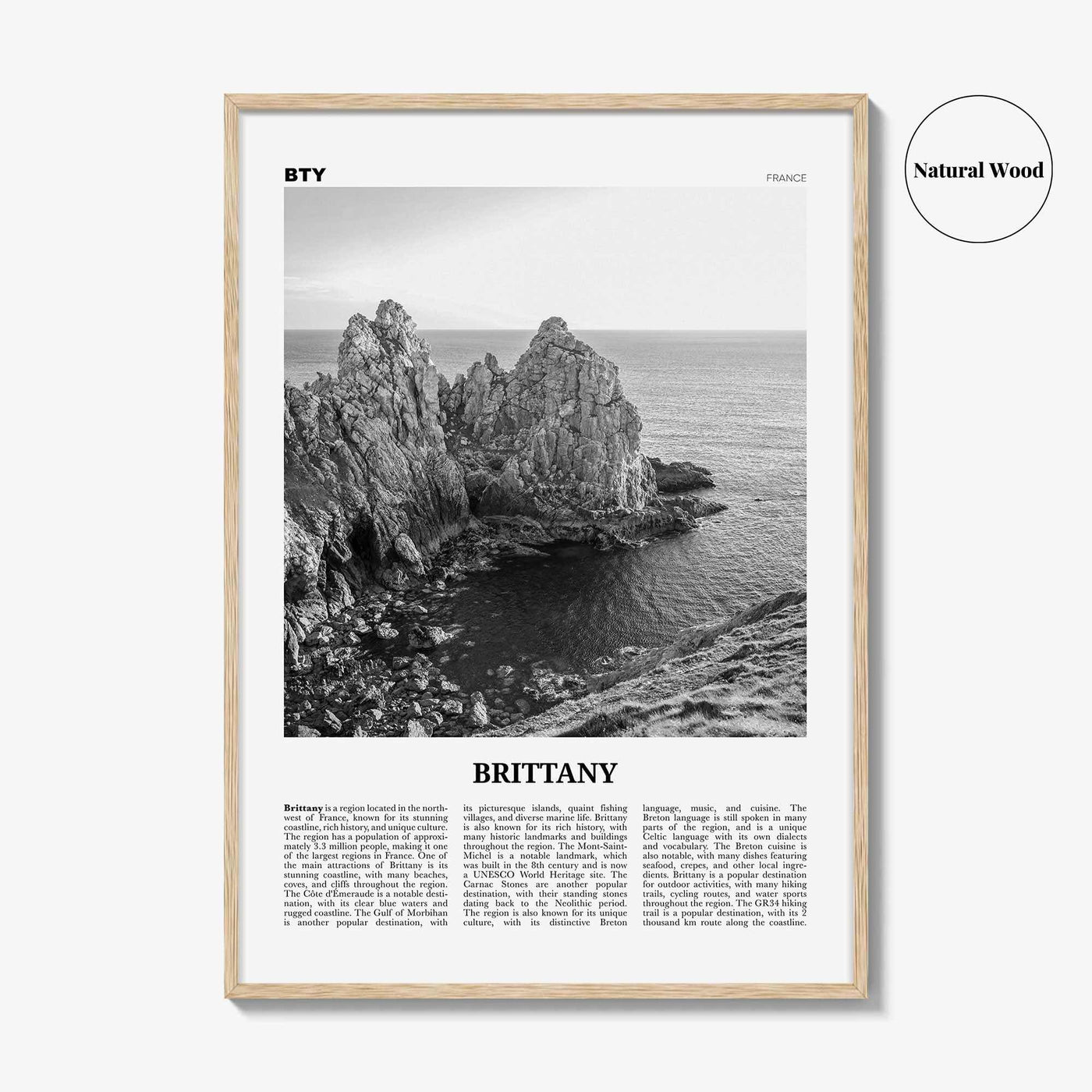 Brittany Print Black and White, Brittany Wall Art, Brittany Poster, Brittany Photo, Brittany Wall Décor, Brittany Map, France