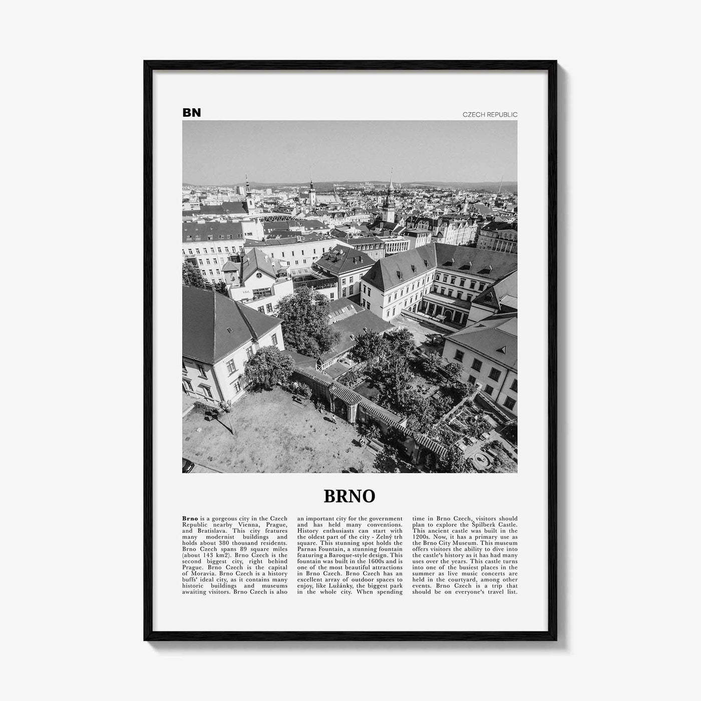Brno Print Black and White, Brno Wall Art, Brno Poster, Brno Photo, Brno Wall Décor, Brno Map, Czech Republic