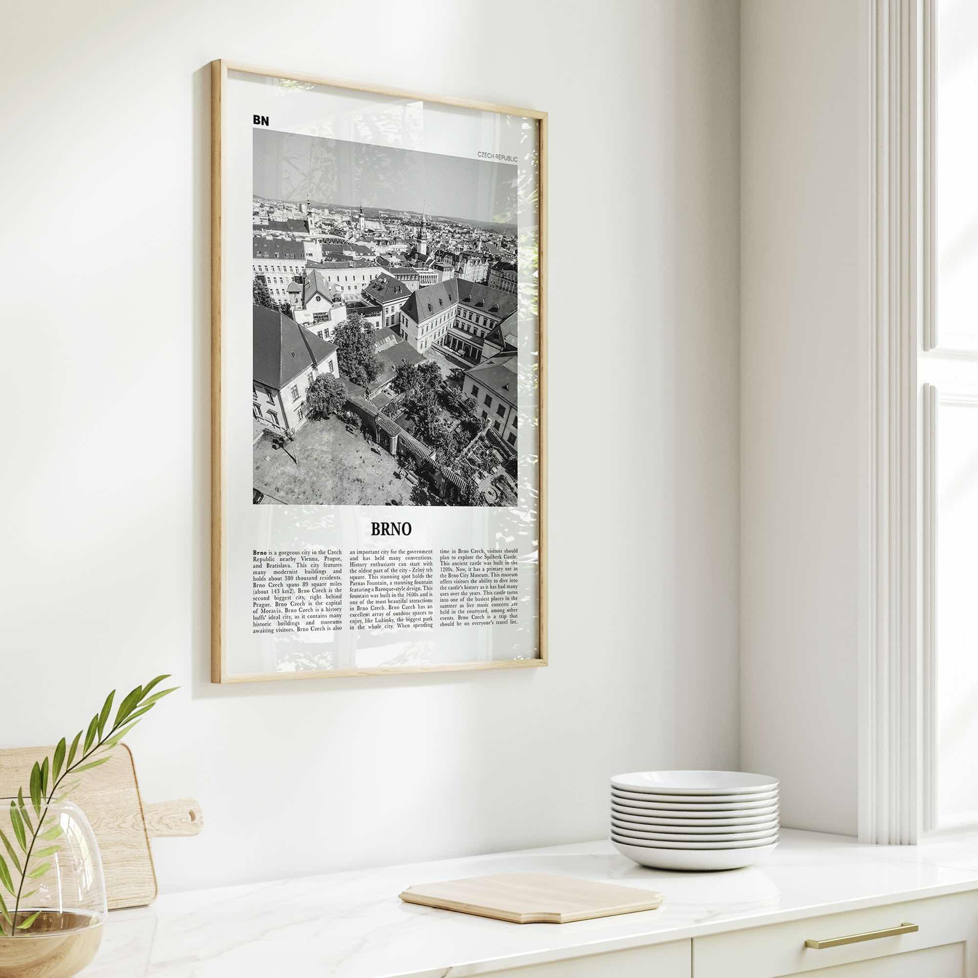 Brno Print Black and White, Brno Wall Art, Brno Poster, Brno Photo, Brno Wall Décor, Brno Map, Czech Republic