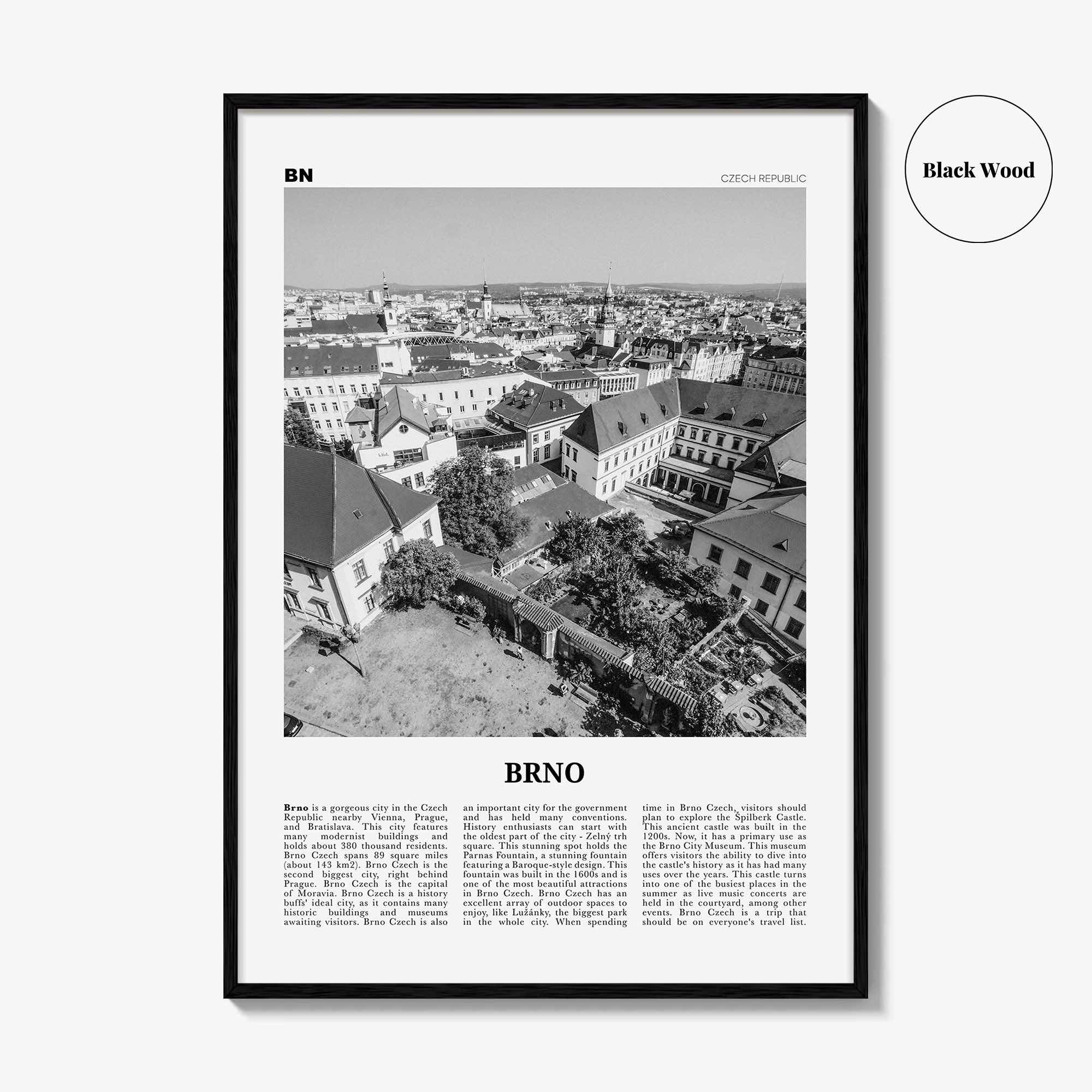 Brno Print Black and White, Brno Wall Art, Brno Poster, Brno Photo, Brno Wall Décor, Brno Map, Czech Republic
