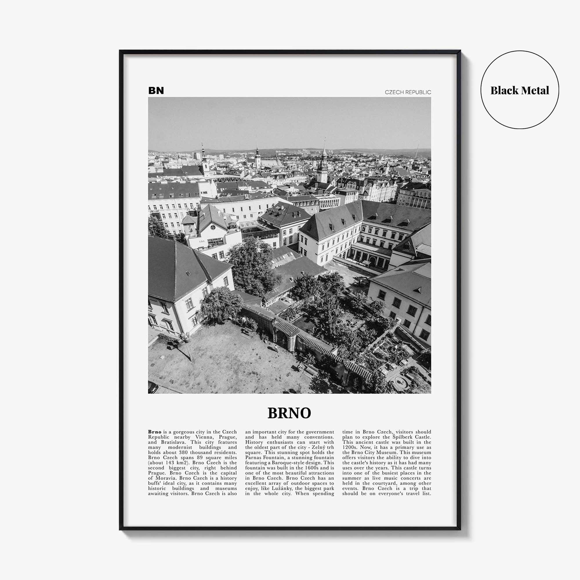 Brno Print Black and White, Brno Wall Art, Brno Poster, Brno Photo, Brno Wall Décor, Brno Map, Czech Republic