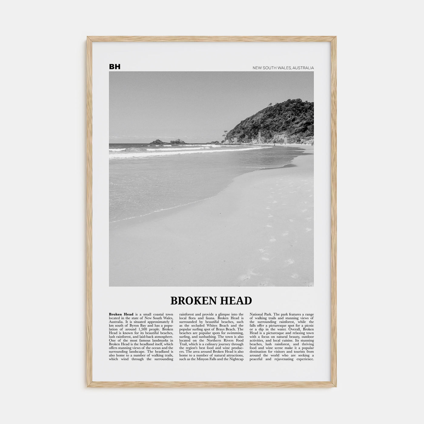 Broken Head Travel B&W Poster