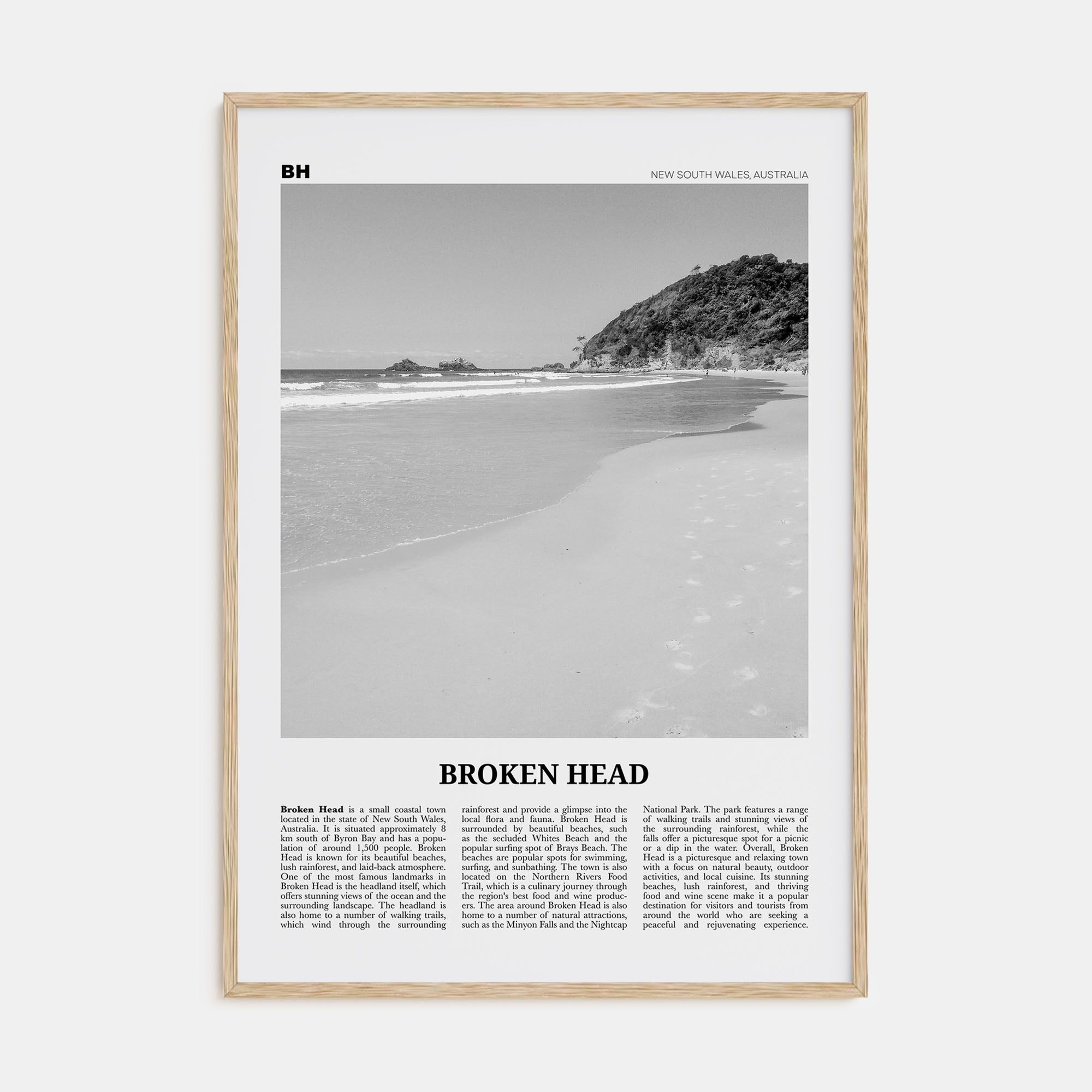 Broken Head Travel B&W Poster