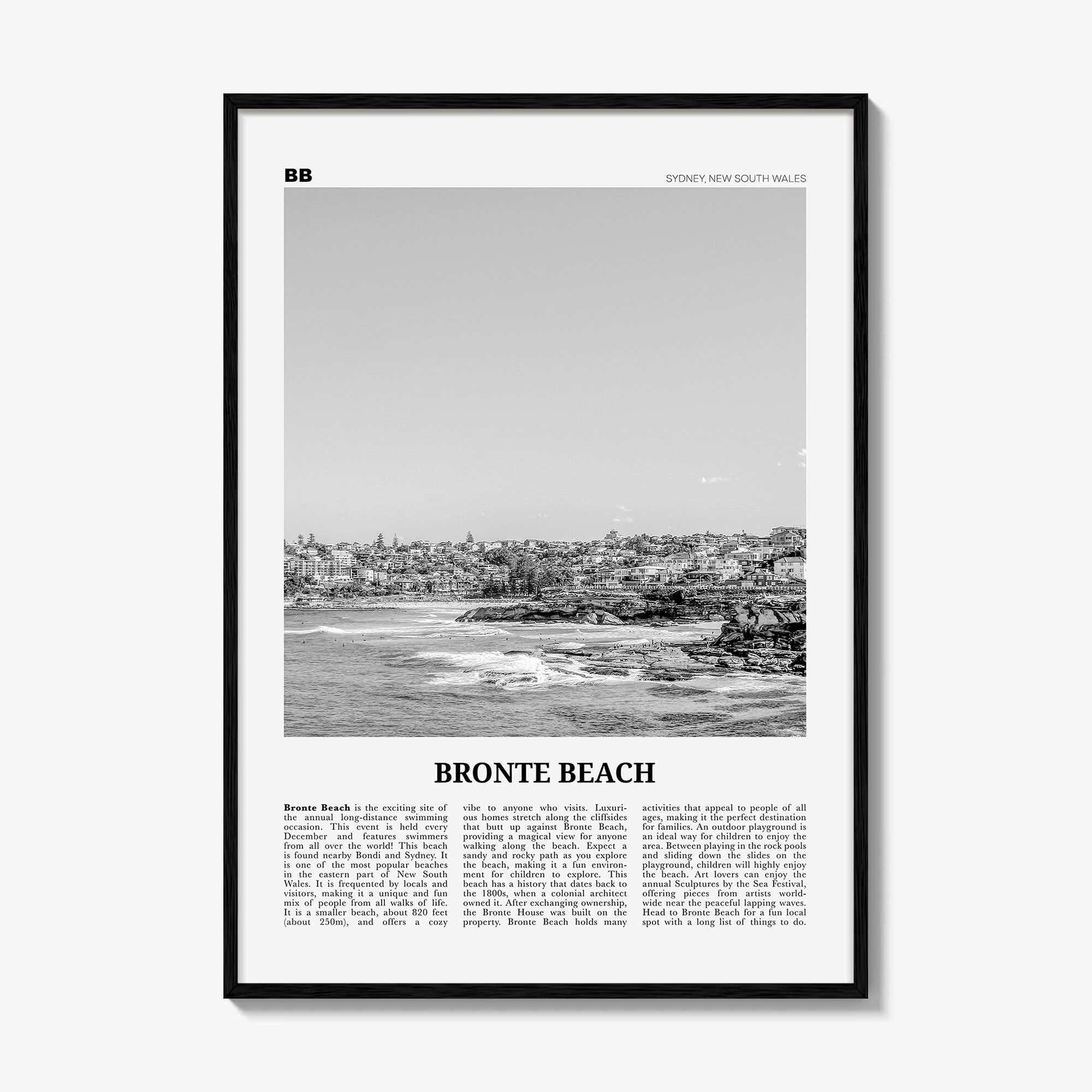 Bronte Beach Print Black and White, Bronte Beach Wall Art, Bronte Beach Poster, Bronte Beach Photo, Bronte Beach Décor, Sydney, Australia