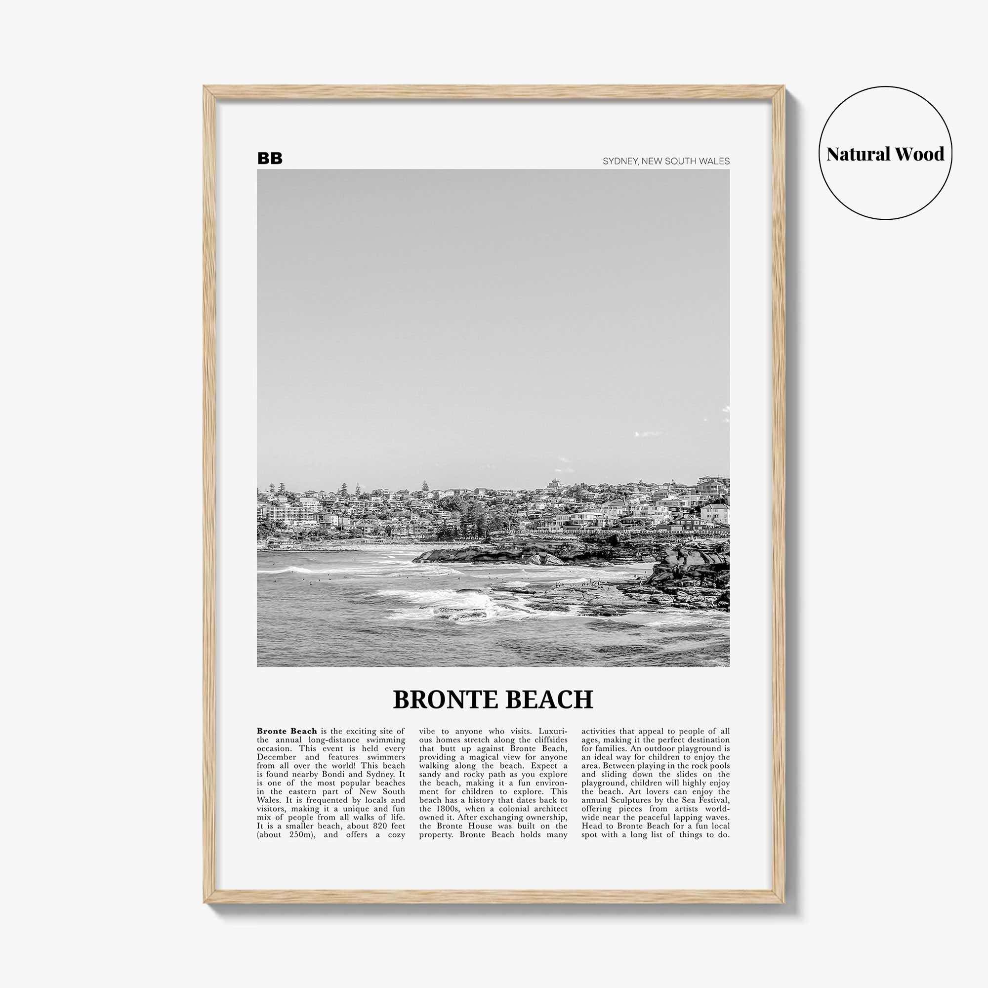 Bronte Beach Print Black and White, Bronte Beach Wall Art, Bronte Beach Poster, Bronte Beach Photo, Bronte Beach Décor, Sydney, Australia