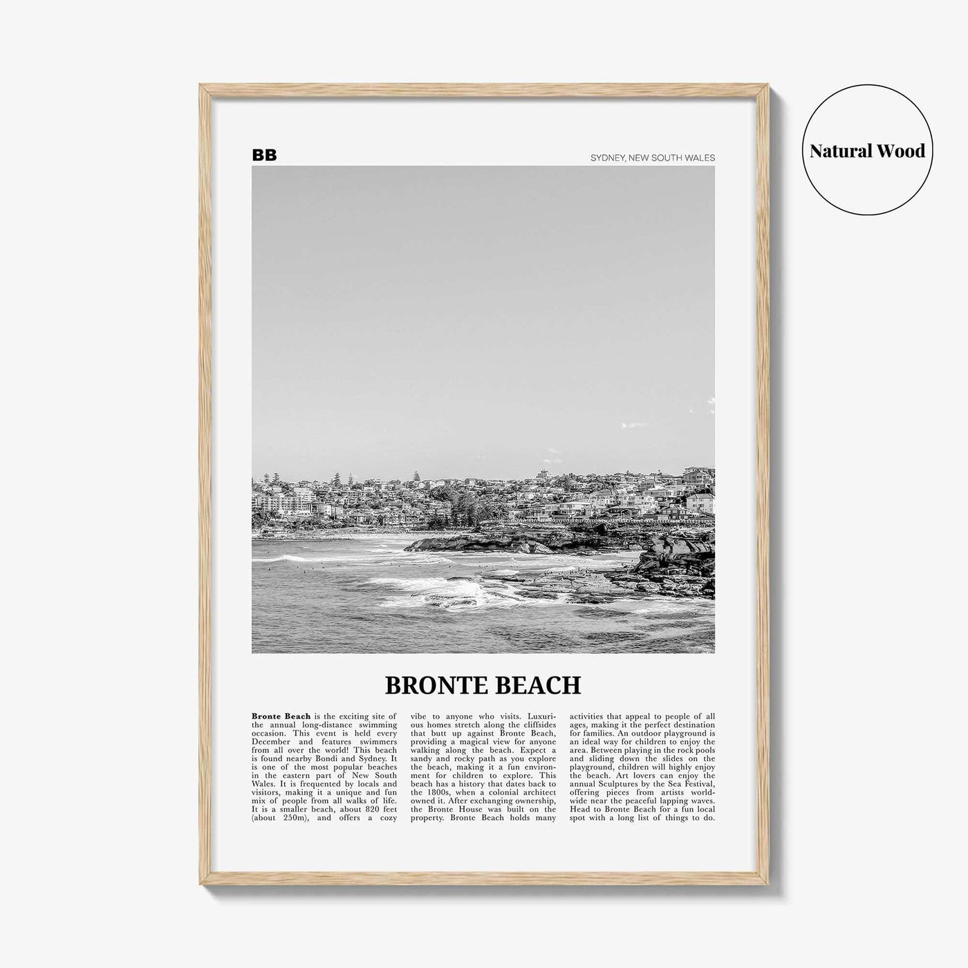 Bronte Beach Print Black and White, Bronte Beach Wall Art, Bronte Beach Poster, Bronte Beach Photo, Bronte Beach Décor, Sydney, Australia