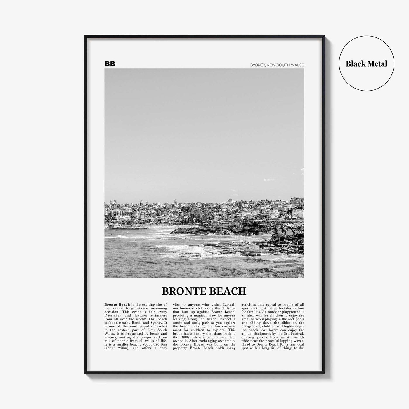 Bronte Beach Print Black and White, Bronte Beach Wall Art, Bronte Beach Poster, Bronte Beach Photo, Bronte Beach Décor, Sydney, Australia