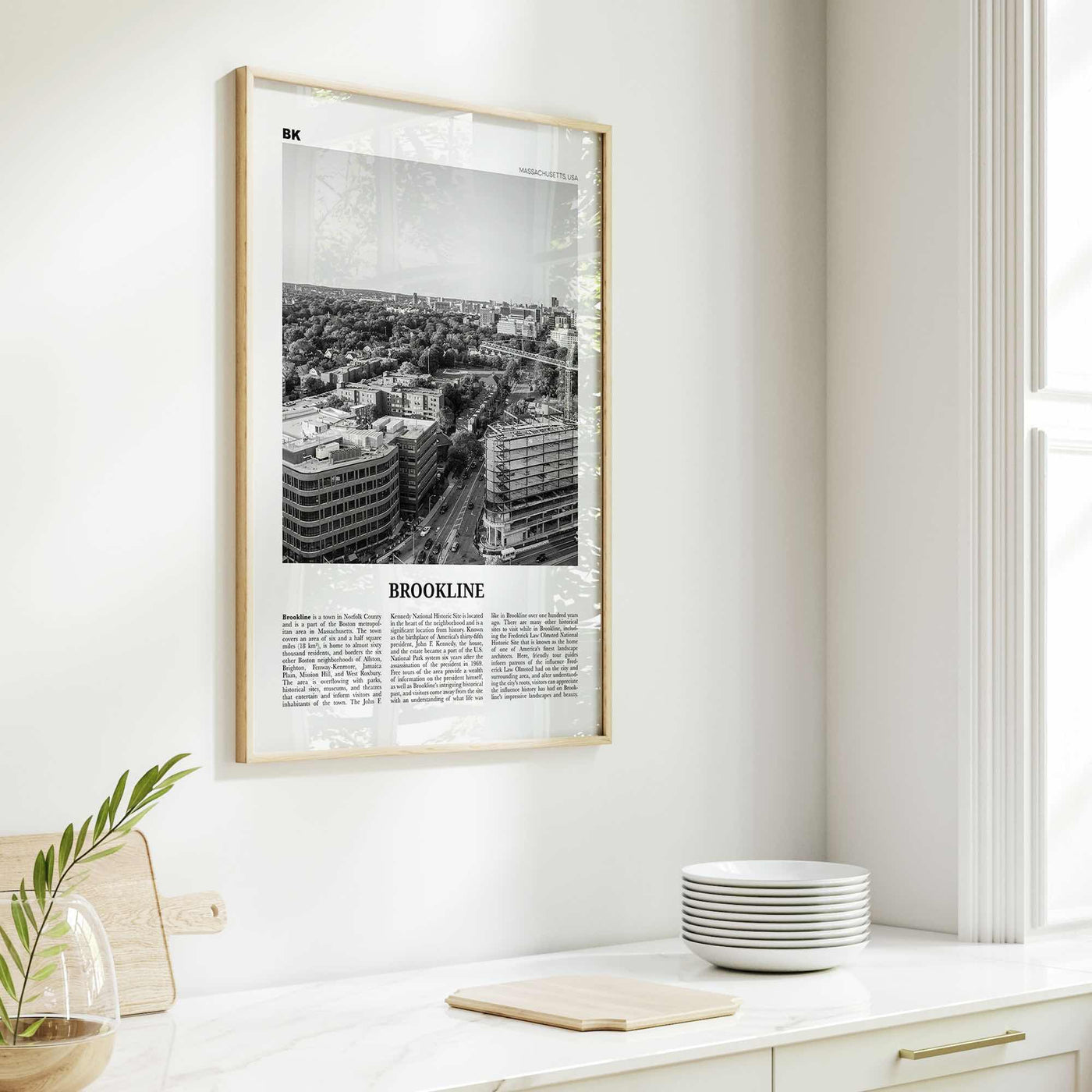 Brookline Print Black and White, Brookline Wall Art, Brookline Poster, Brookline Photo, Brookline Map, Brookline Wall Decor, Massachusetts