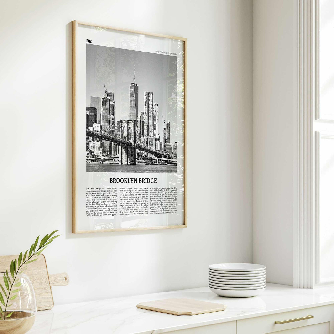 Brooklyn Bridge Print Black and White, Brooklyn Bridge Wall Art, Brooklyn Bridge Poster, Brooklyn Bridge Photo, New York, USA, United States