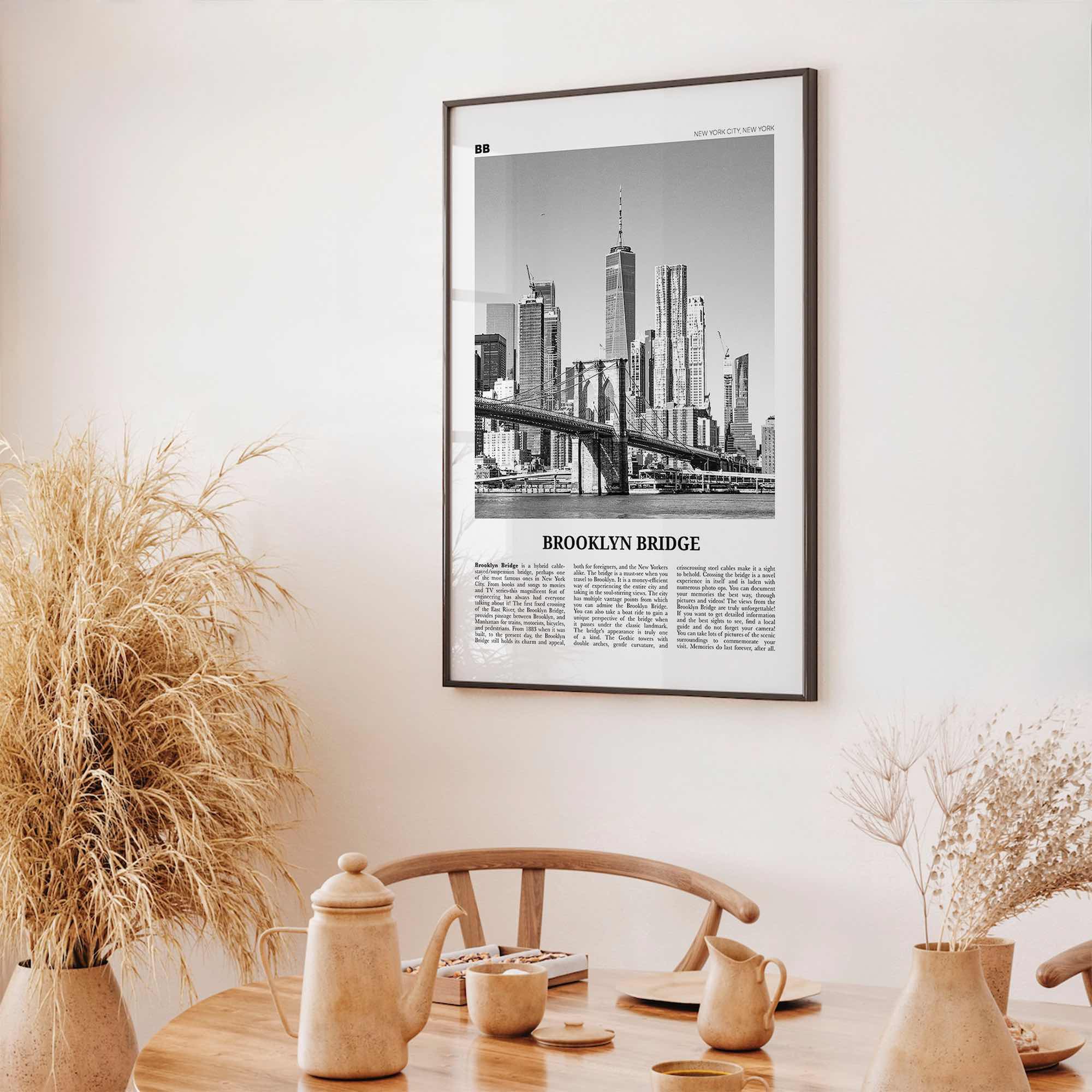 Brooklyn Bridge Print Black and White, Brooklyn Bridge Wall Art, Brooklyn Bridge Poster, Brooklyn Bridge Photo, New York, USA, United States