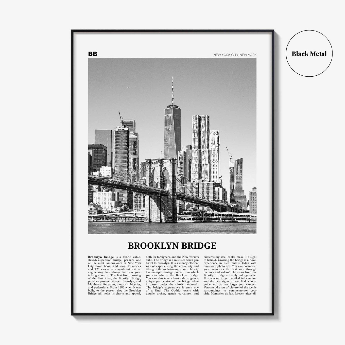 Brooklyn Bridge Print Black and White, Brooklyn Bridge Wall Art, Brooklyn Bridge Poster, Brooklyn Bridge Photo, New York, USA, United States