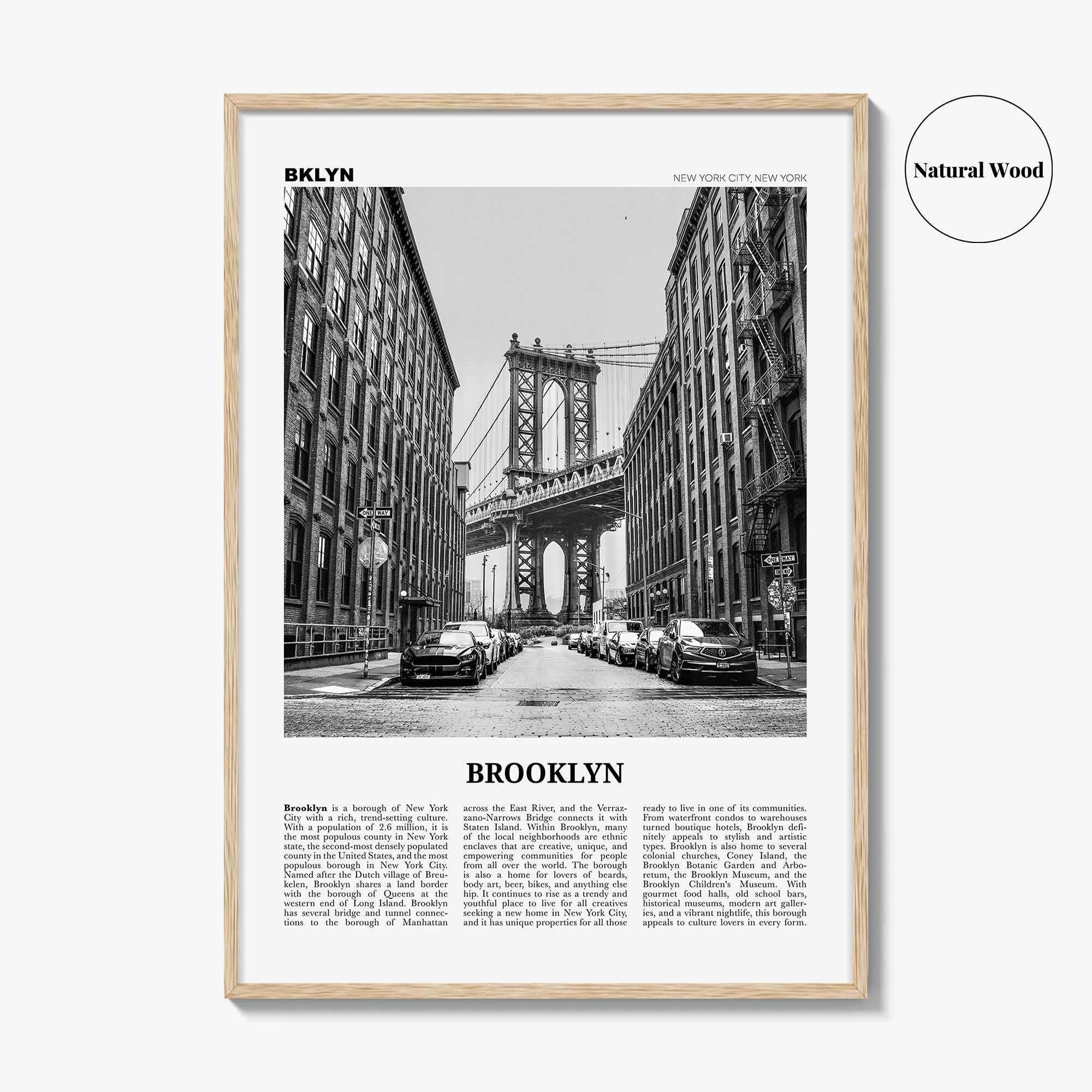 Brooklyn Print Black and White No 1, Brooklyn Wall Art, Brooklyn Poster, Brooklyn Photo, New York, USA, United States, North America