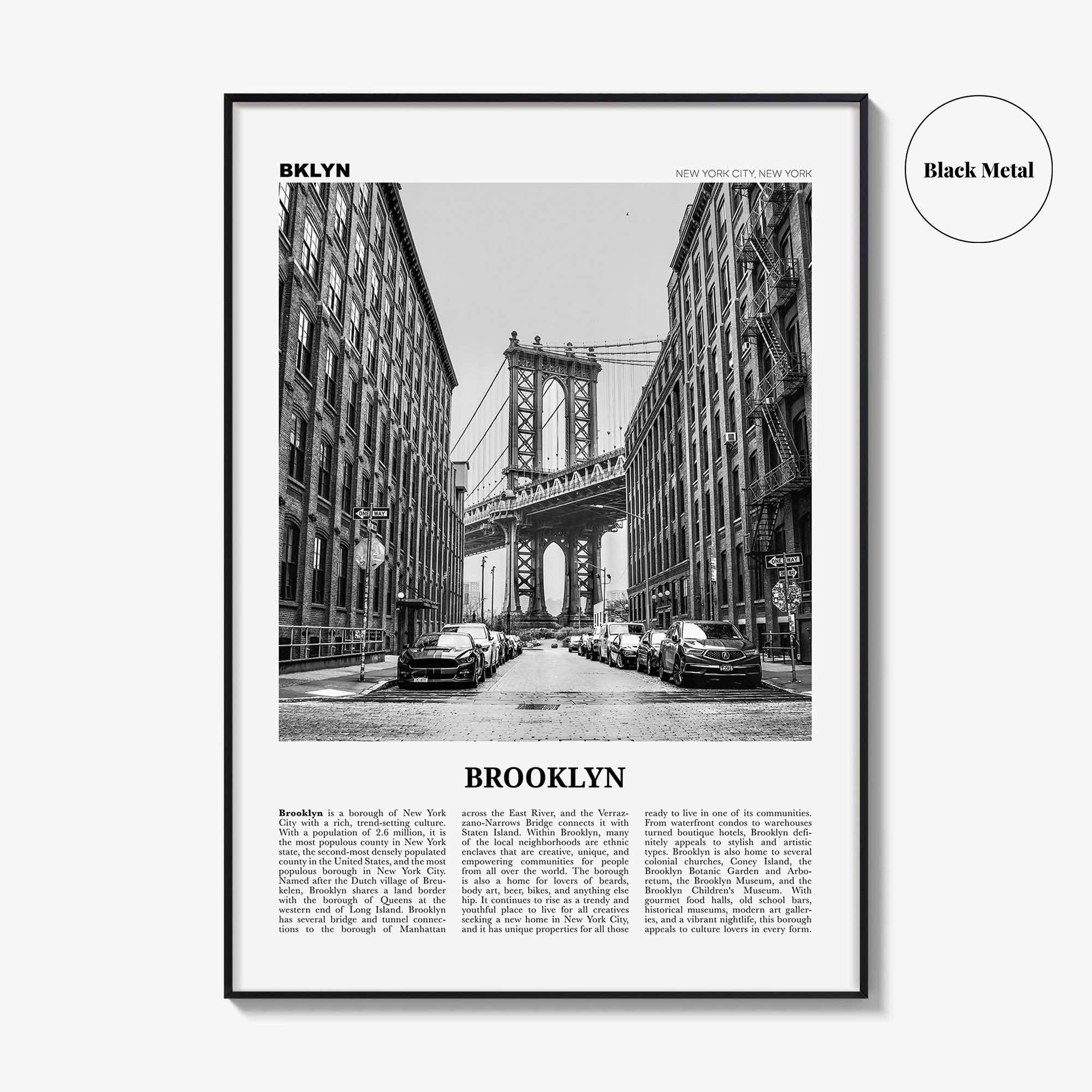Brooklyn Print Black and White No 1, Brooklyn Wall Art, Brooklyn Poster, Brooklyn Photo, New York, USA, United States, North America