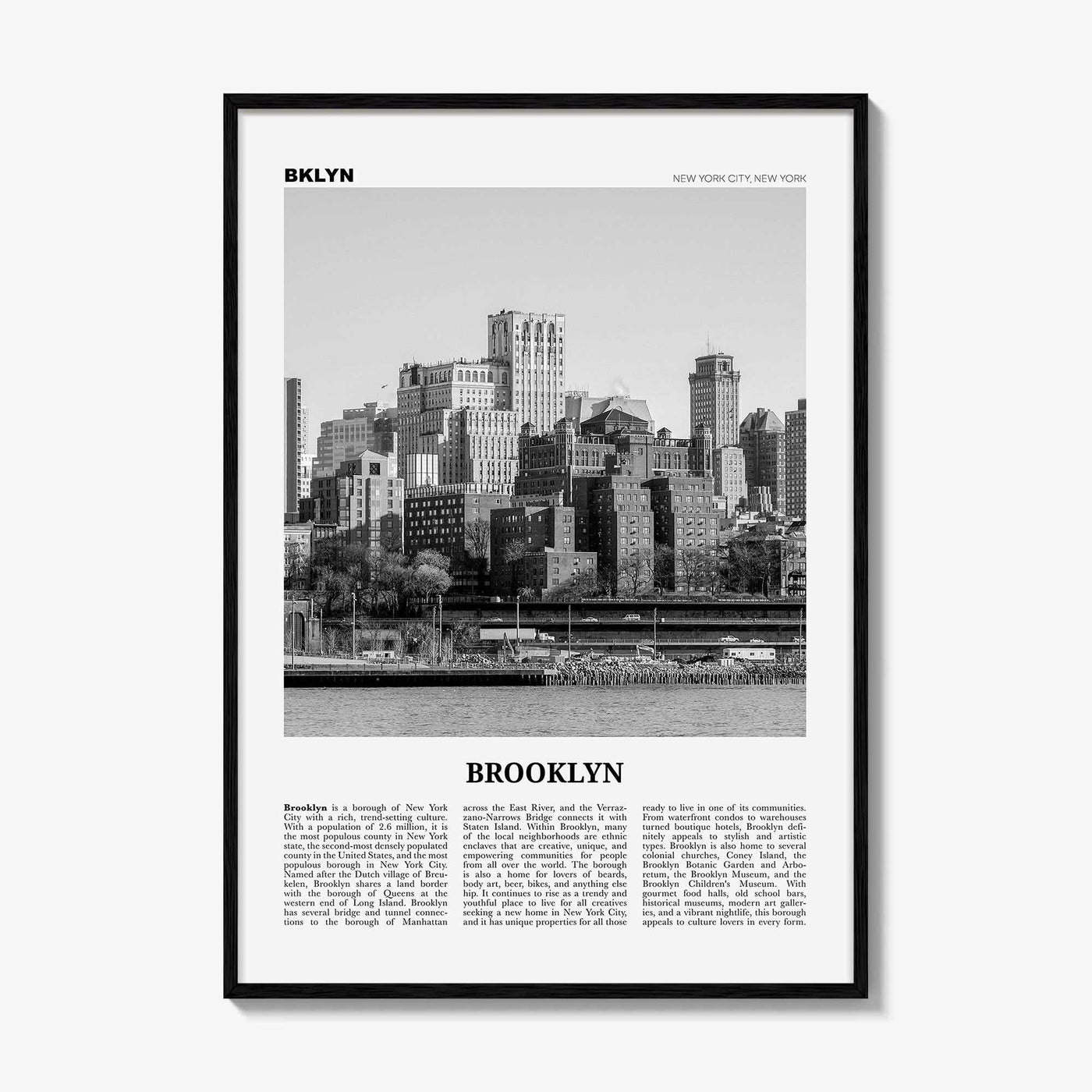 Brooklyn Print Black and White No 2, Brooklyn Wall Art, Brooklyn Poster, Brooklyn Photo, New York, USA, United States, North America